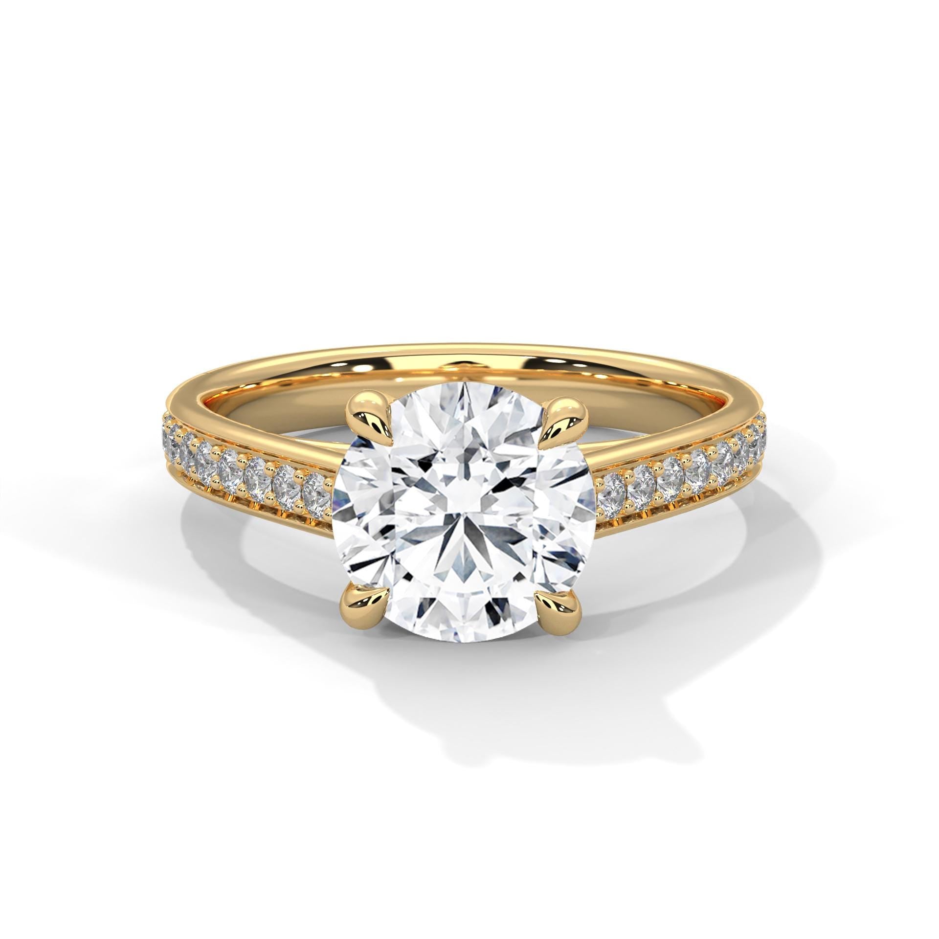 Round Cut Moissanite Engagement Ring, 925 Sterling Silver, Minimalist Halo Band