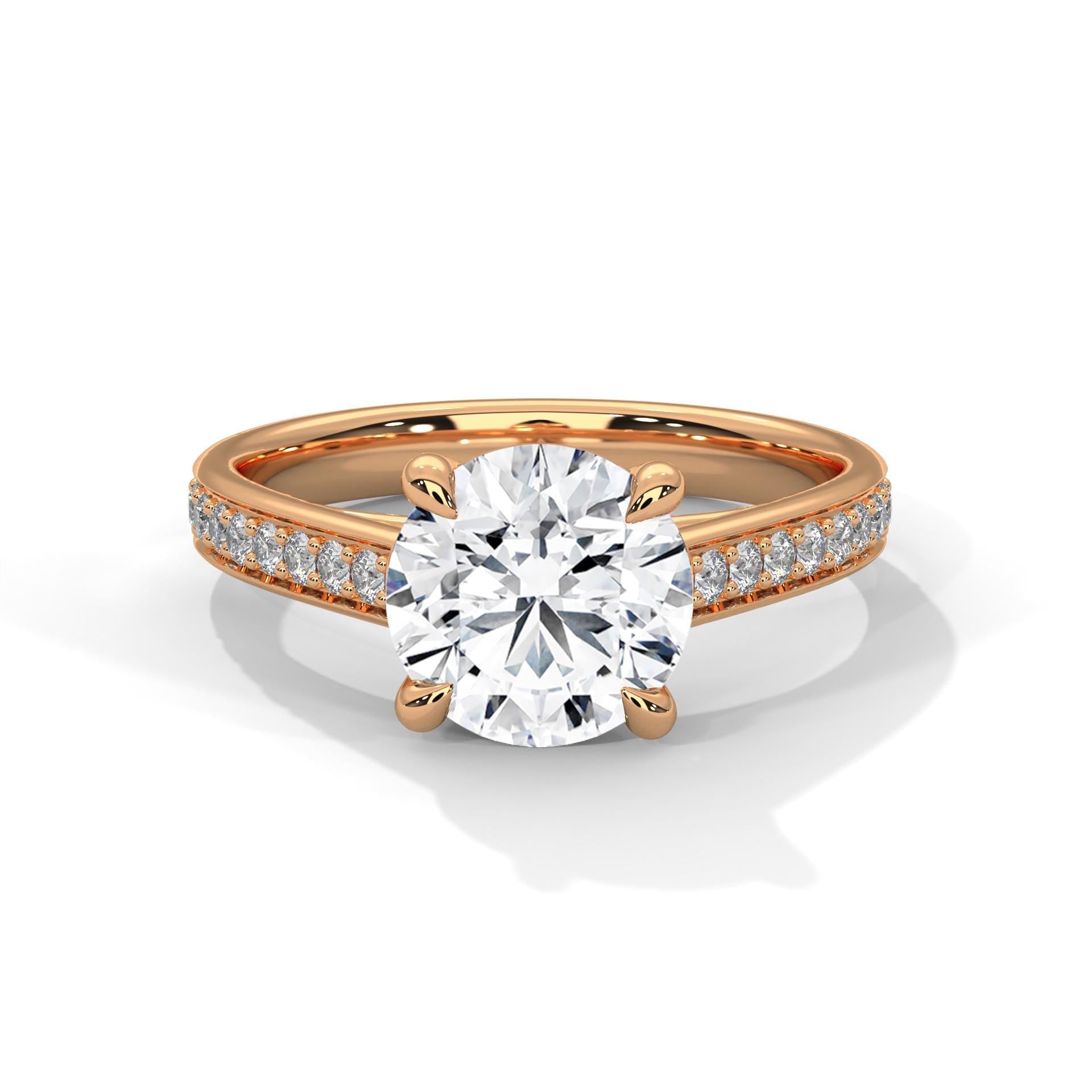 Round Cut Moissanite Engagement Ring, 925 Sterling Silver, Minimalist Halo Band