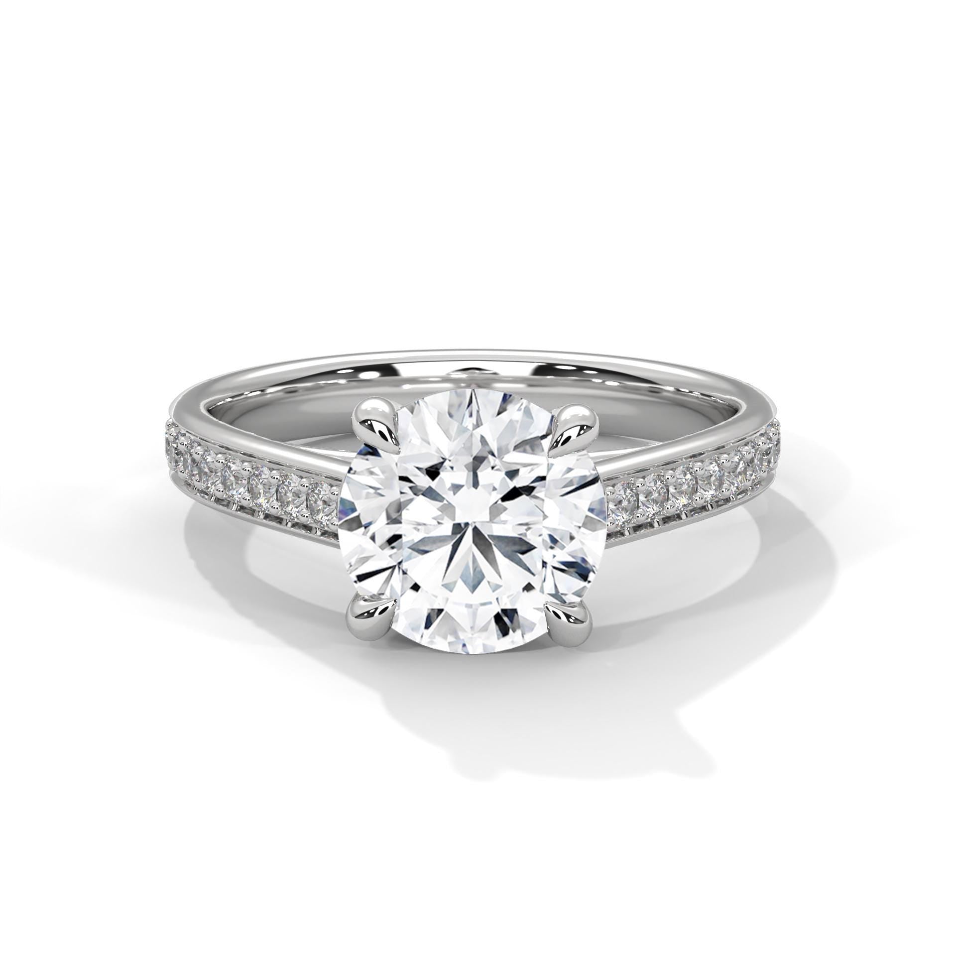 Round Cut Moissanite Engagement Ring, 925 Sterling Silver, Minimalist Halo Band