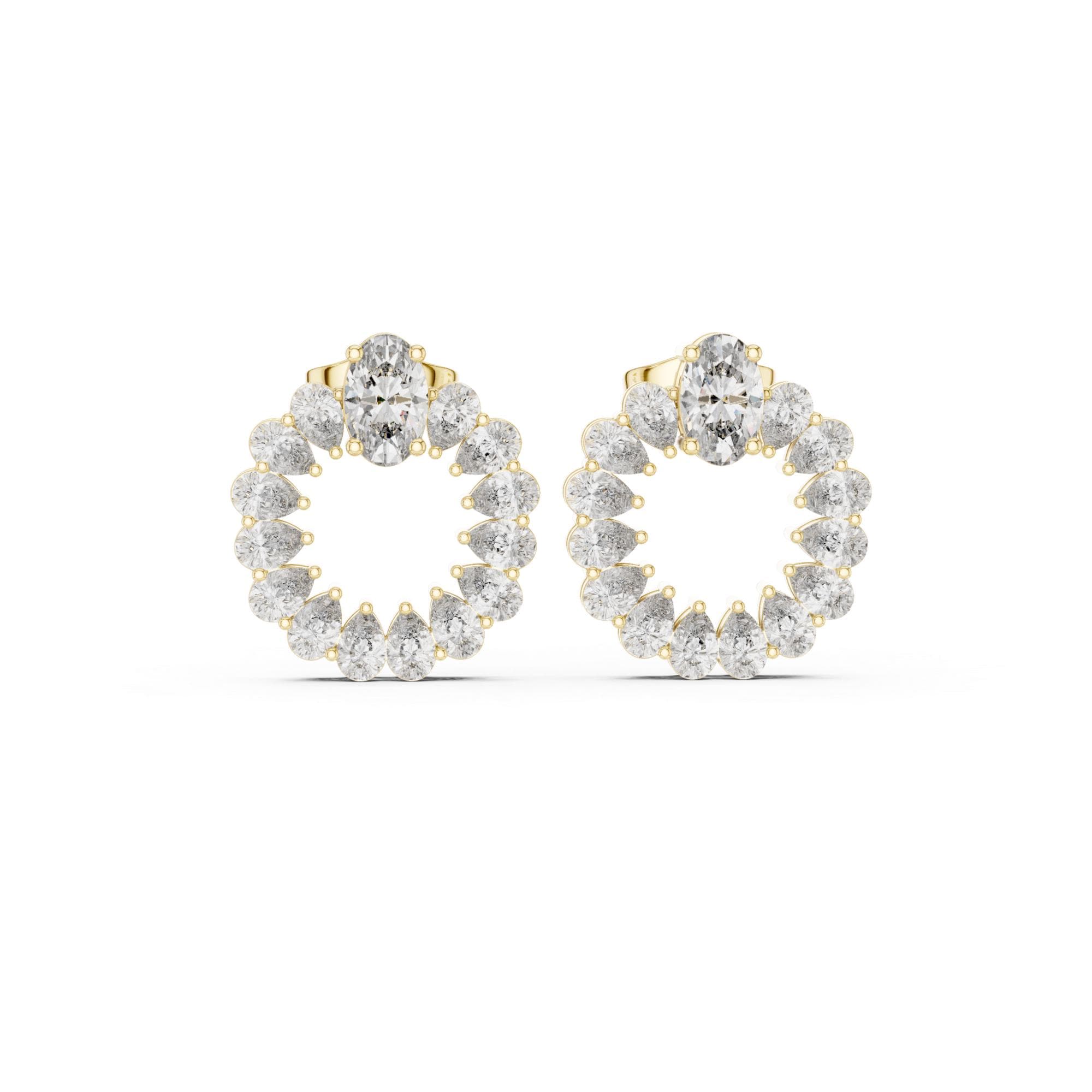 Moissanite Halo Stud Earrings, Oval Cut Sterling Silver, Dainty Modern Bridal Wedding Statement Jewelry