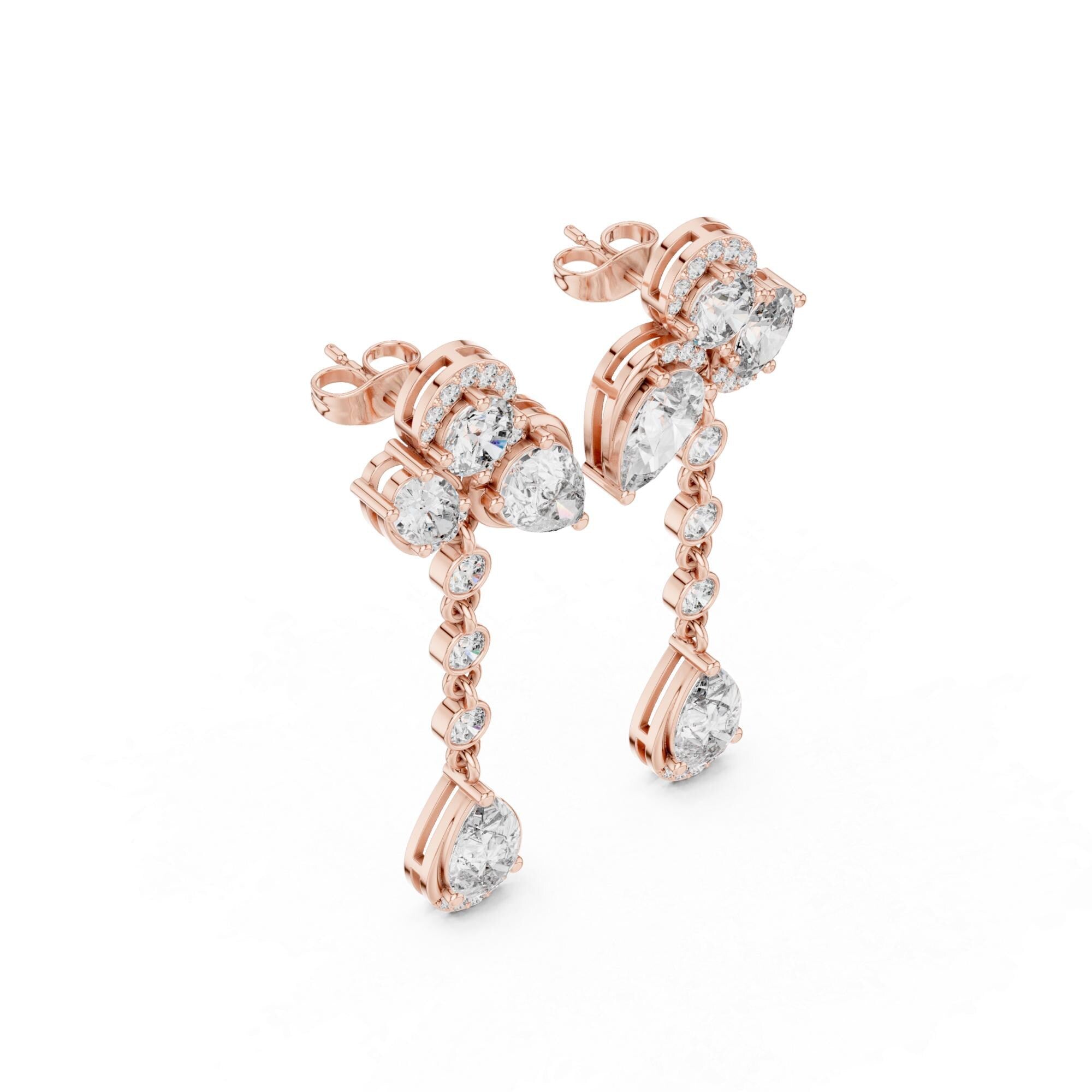 Moissanite Drop Earrings, 925 Sterling Silver, Art Deco Statement Bridal Jewelry