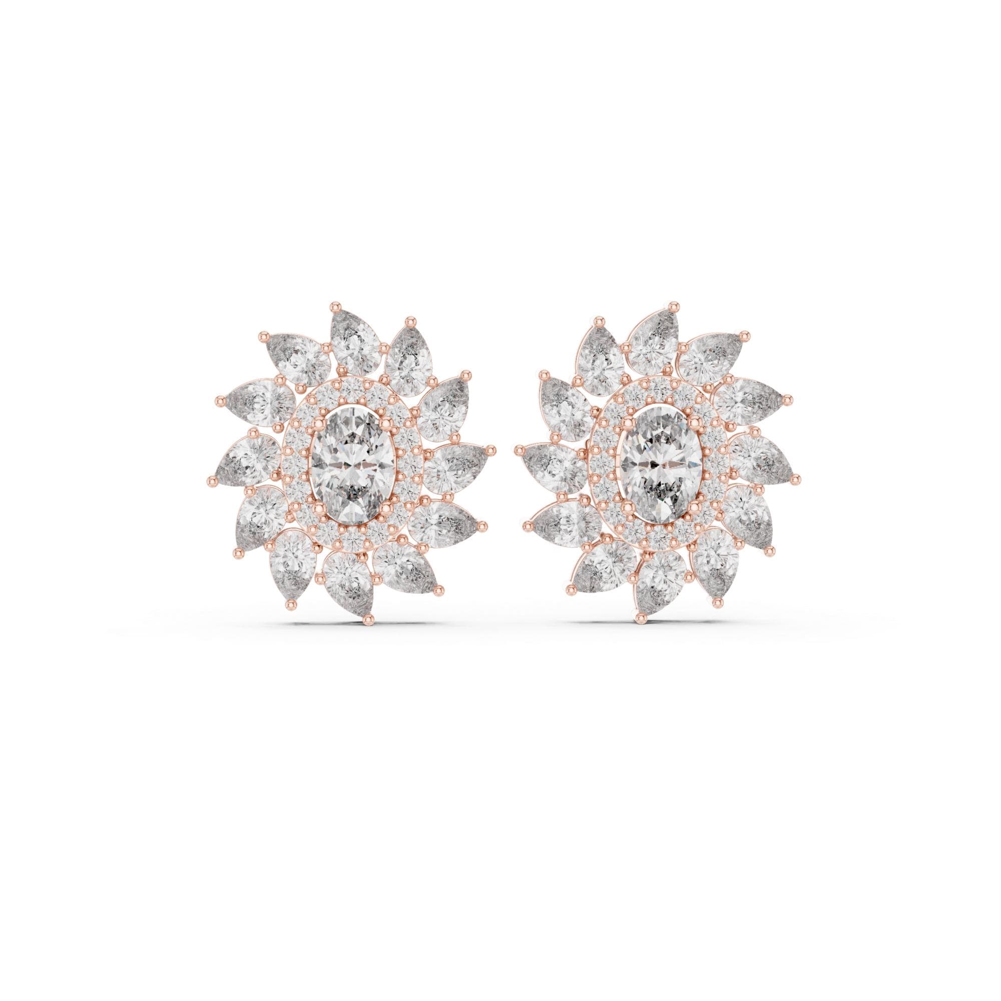 Sunflower Moissanite Earrings, Sterling Silver Starburst Art Deco Statement Bridal Jewelry