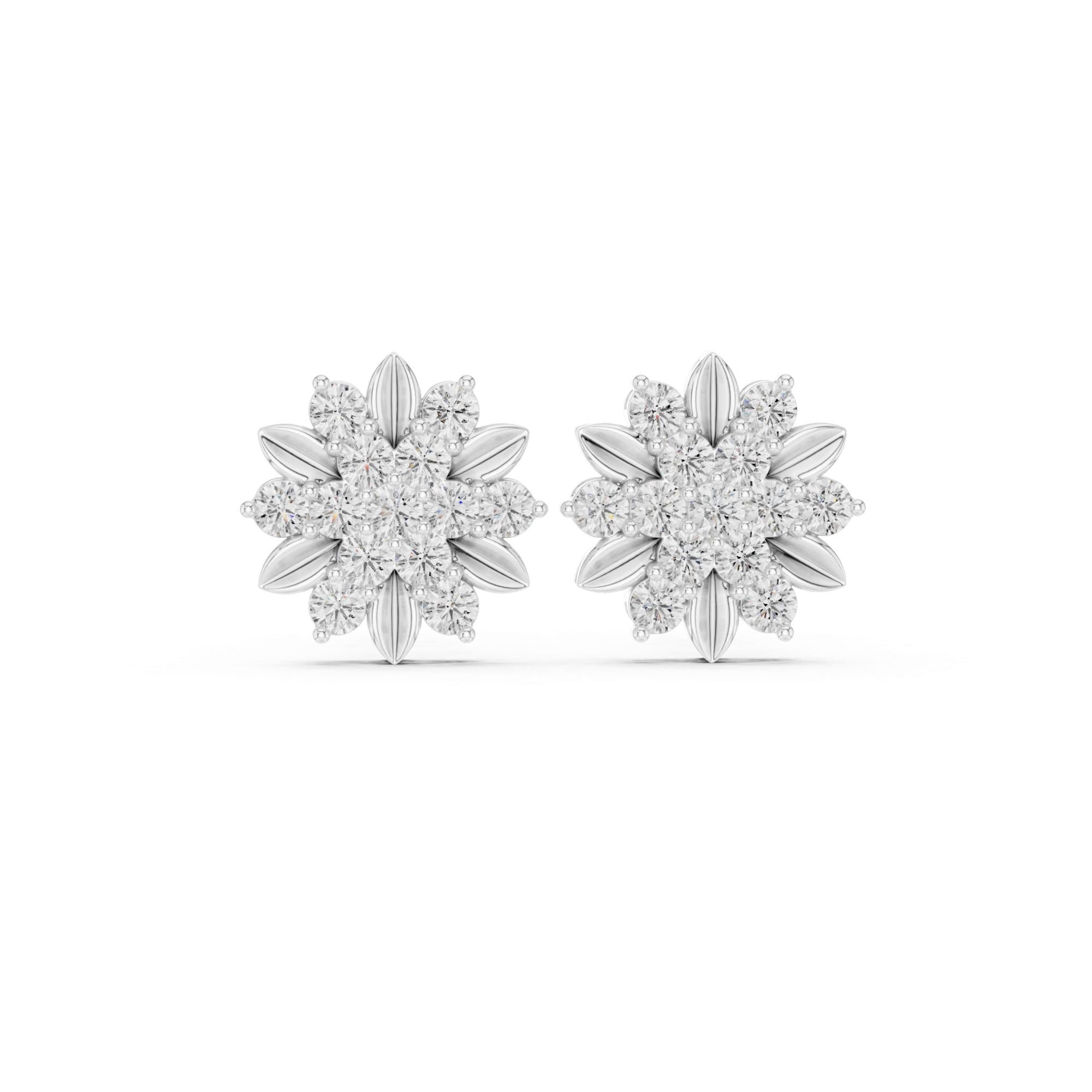 Floral Moissanite Stud Earrings, 925 Sterling Silver Flower Sparkle, Elegant Small Cluster