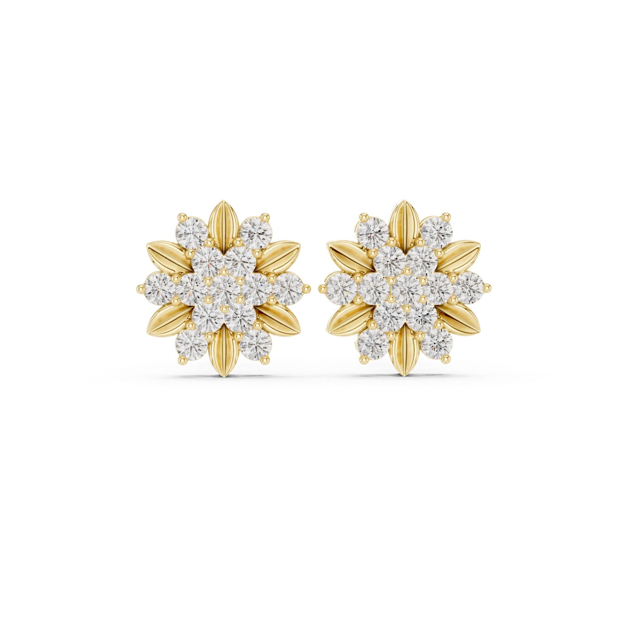 Floral Moissanite Stud Earrings, 925 Sterling Silver Flower Sparkle, Elegant Small Cluster