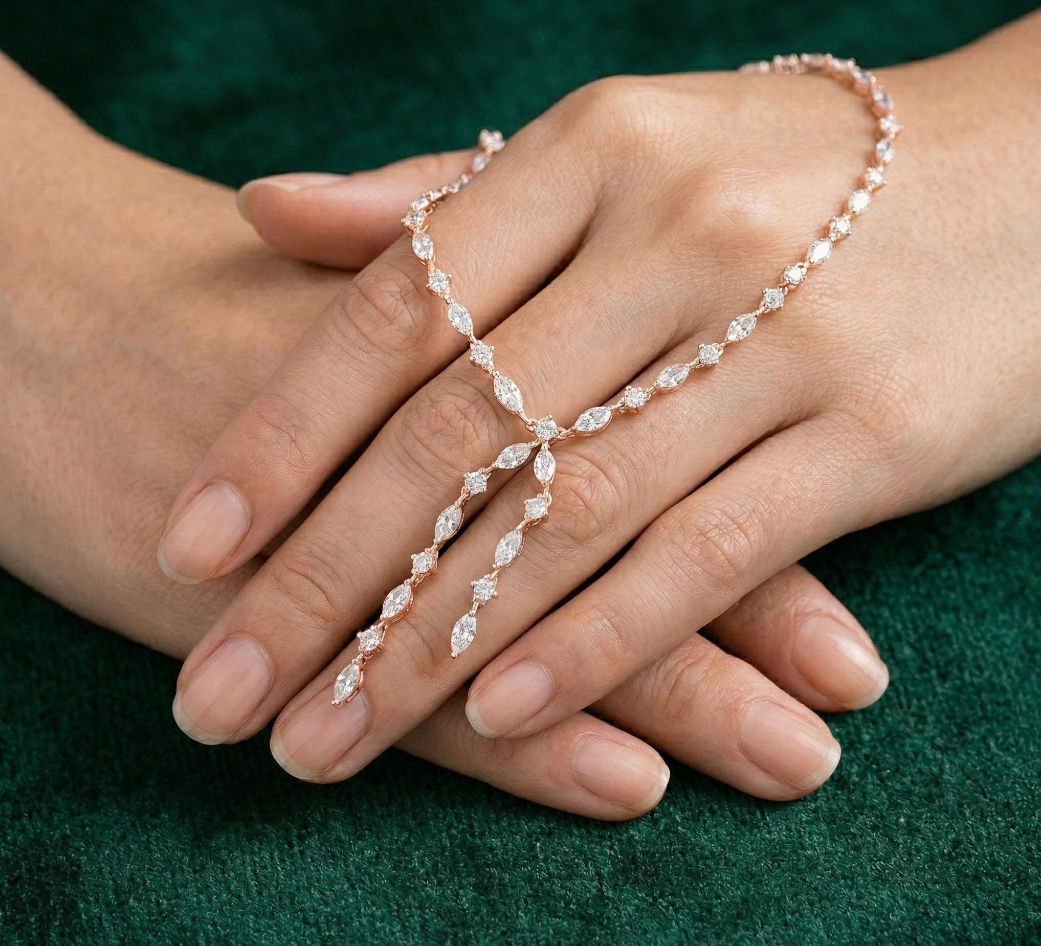 Marquise Moissanite Lariat Necklace, Sterling Silver Bridal Drop Choker