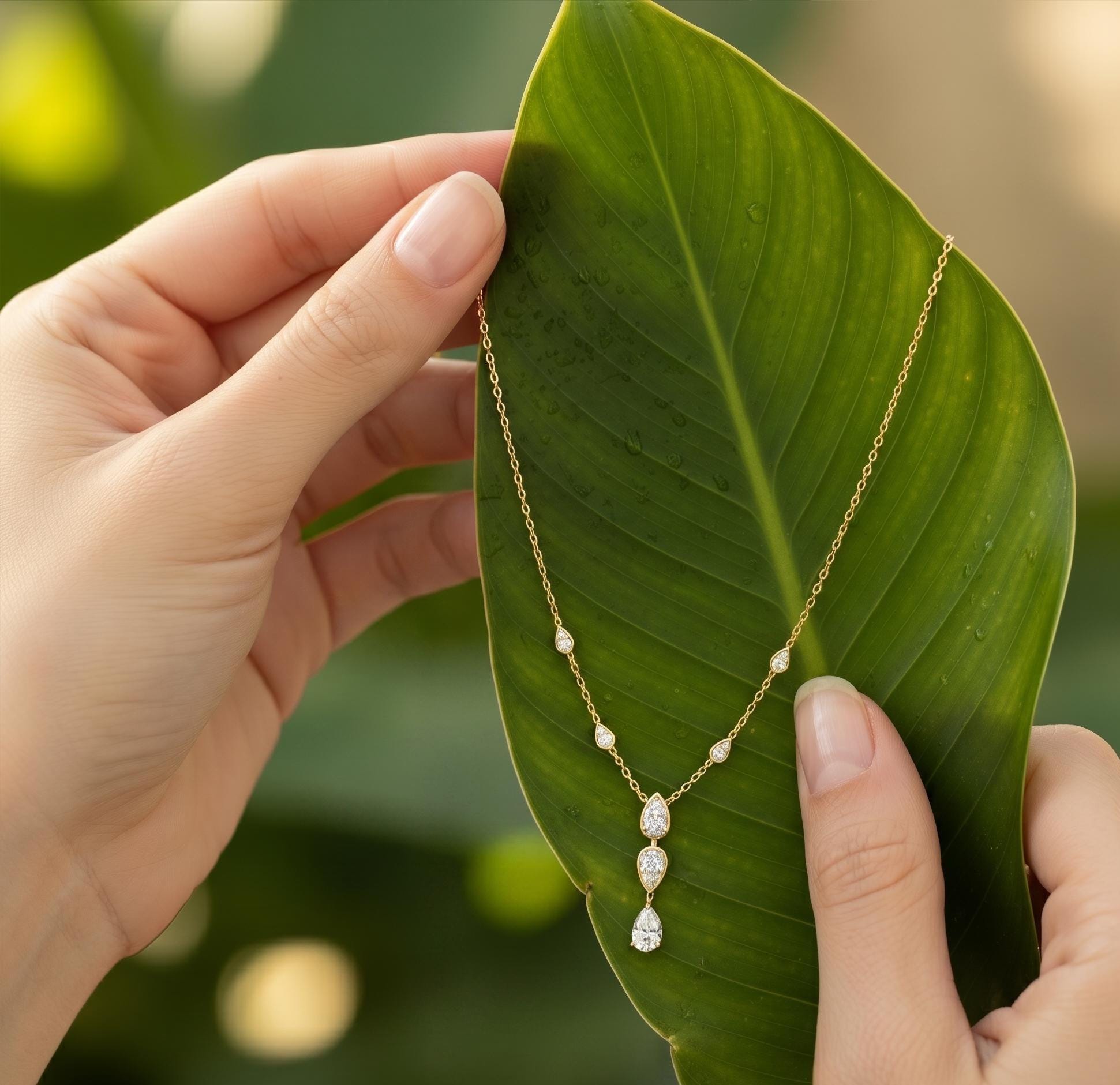 Pear Cut Moissanite Necklace, 925 Sterling Silver Dainty Pendant, Bridal Everyday Necklace