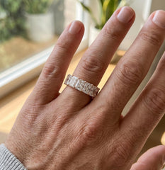 Radiant Cut Moissanite Eternity Band, 925 Sterling Silver Men's Ring