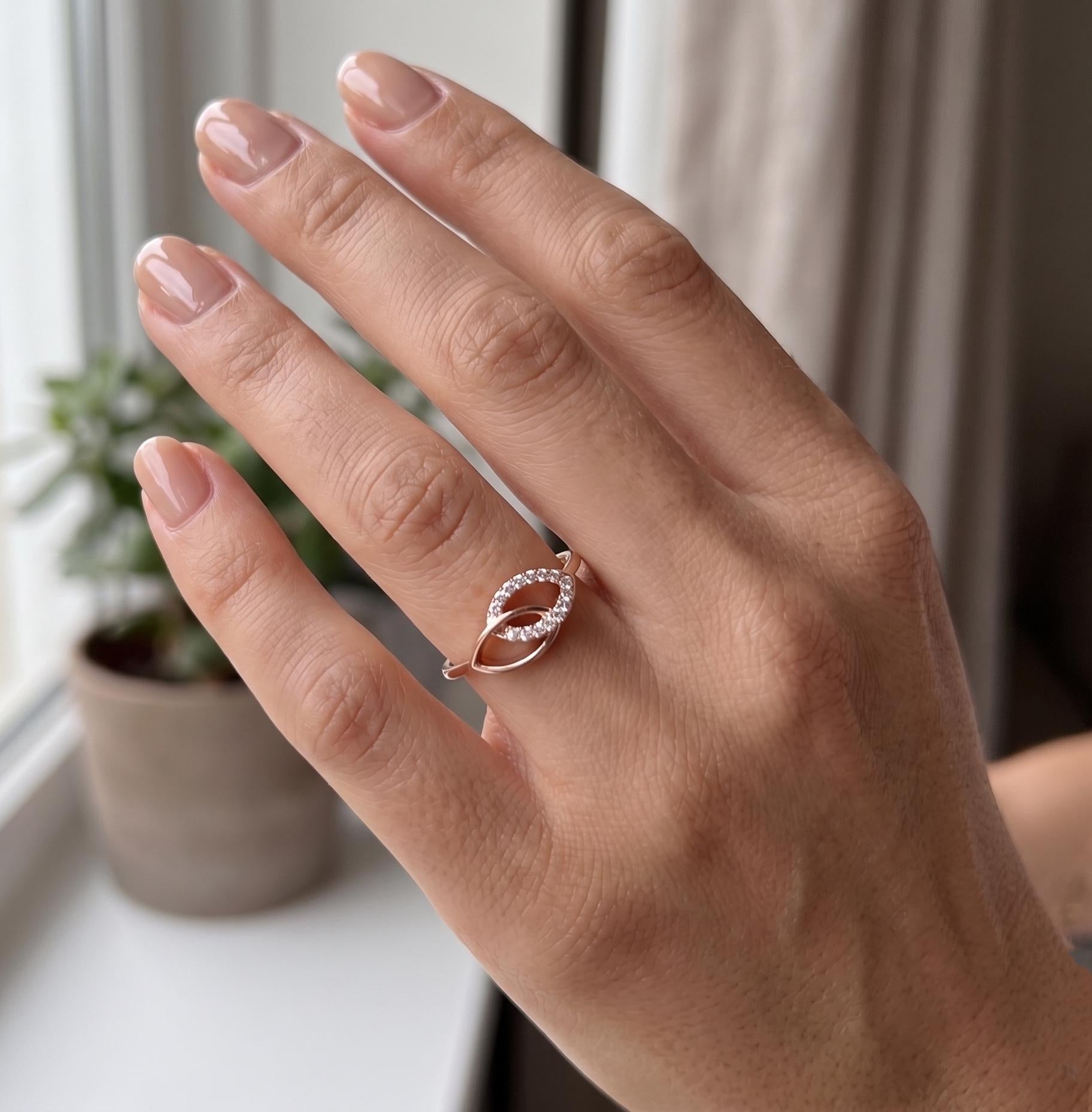 Interlocking Moissanite Ring, 14K Solid Gold Vine Style Nature Inspired Wedding Ring