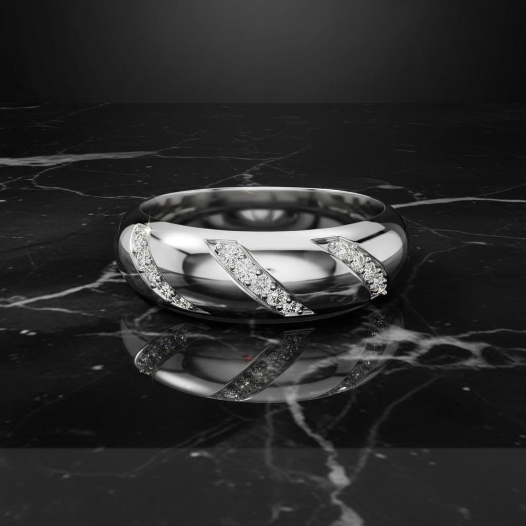 Men's Moissanite Wedding Band, 925 Sterling Silver Rose Gold Finish, Round Cut Ring