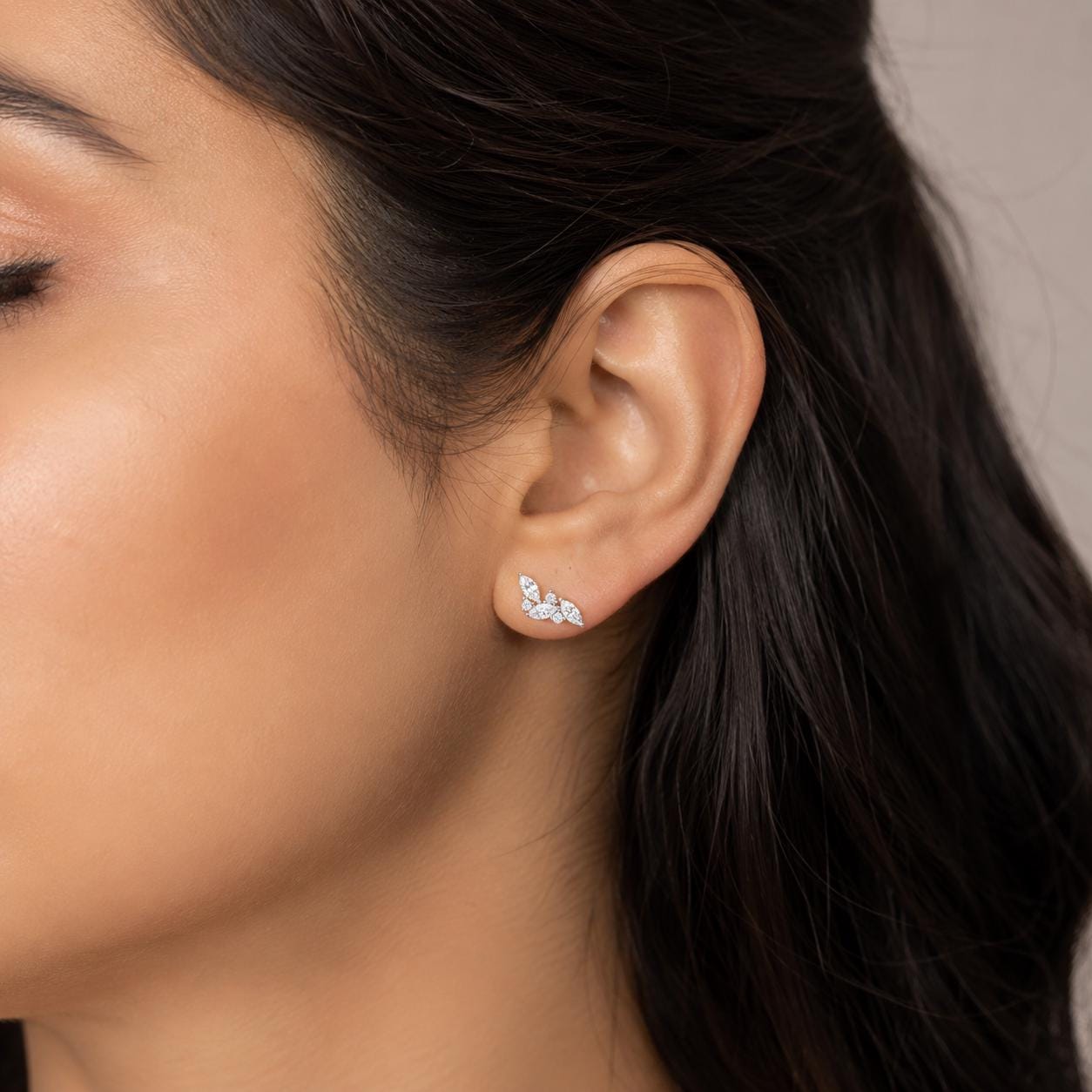 Moissanite Cluster Stud Earrings, 925 Sterling Silver Anniversary Gift