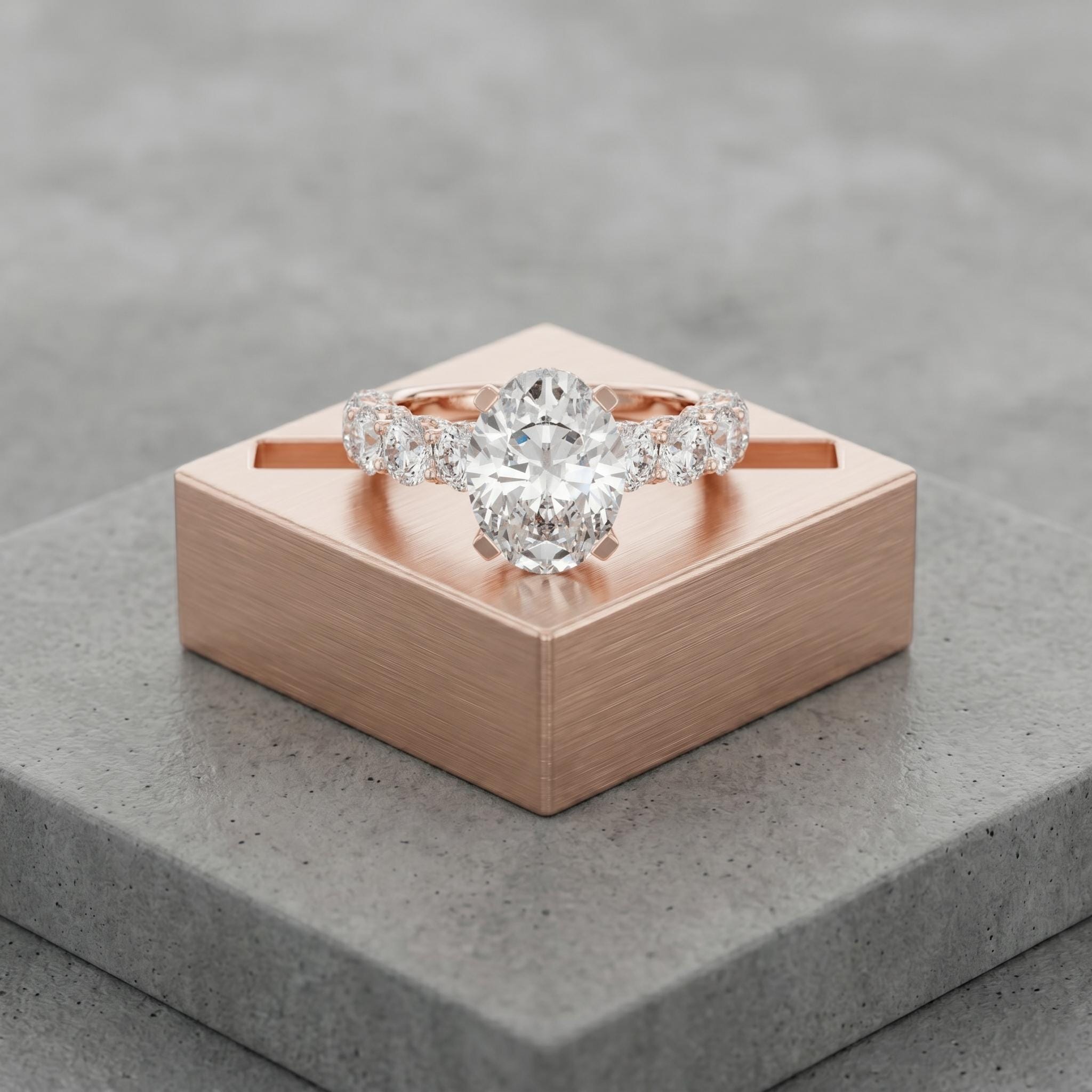 Oval Moissanite Engagement Ring, Sterling Silver Statement, Radiant Promise Ring