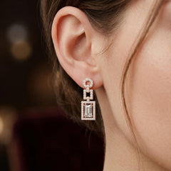 Emerald Cut Moissanite Dangle Earrings, 925 Sterling Silver Geometric Statement Jewelry