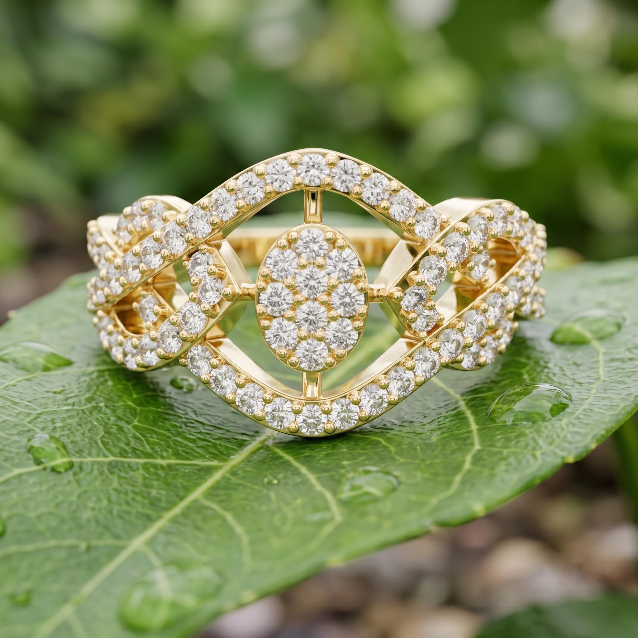 Lattice Moissanite Ring, Sterling Silver Criss Cross Boho Statement Ring