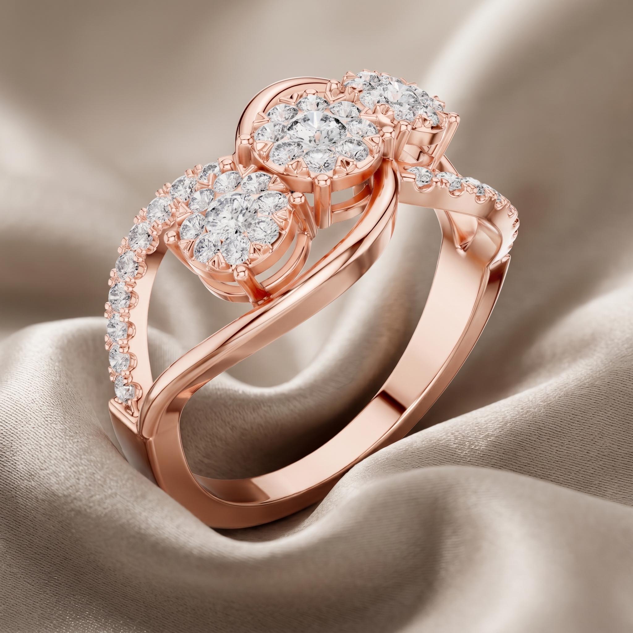3 Stone Moissanite Infinity Ring, Sterling Silver Criss Cross Band, Dainty Sparkle Ring