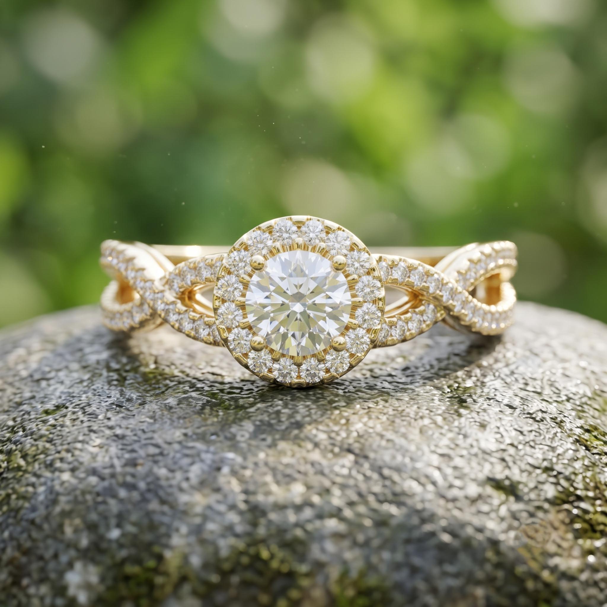 Sparkling Moissanite Halo Engagement Ring, 925 Sterling Silver, Vintage Bridal Design