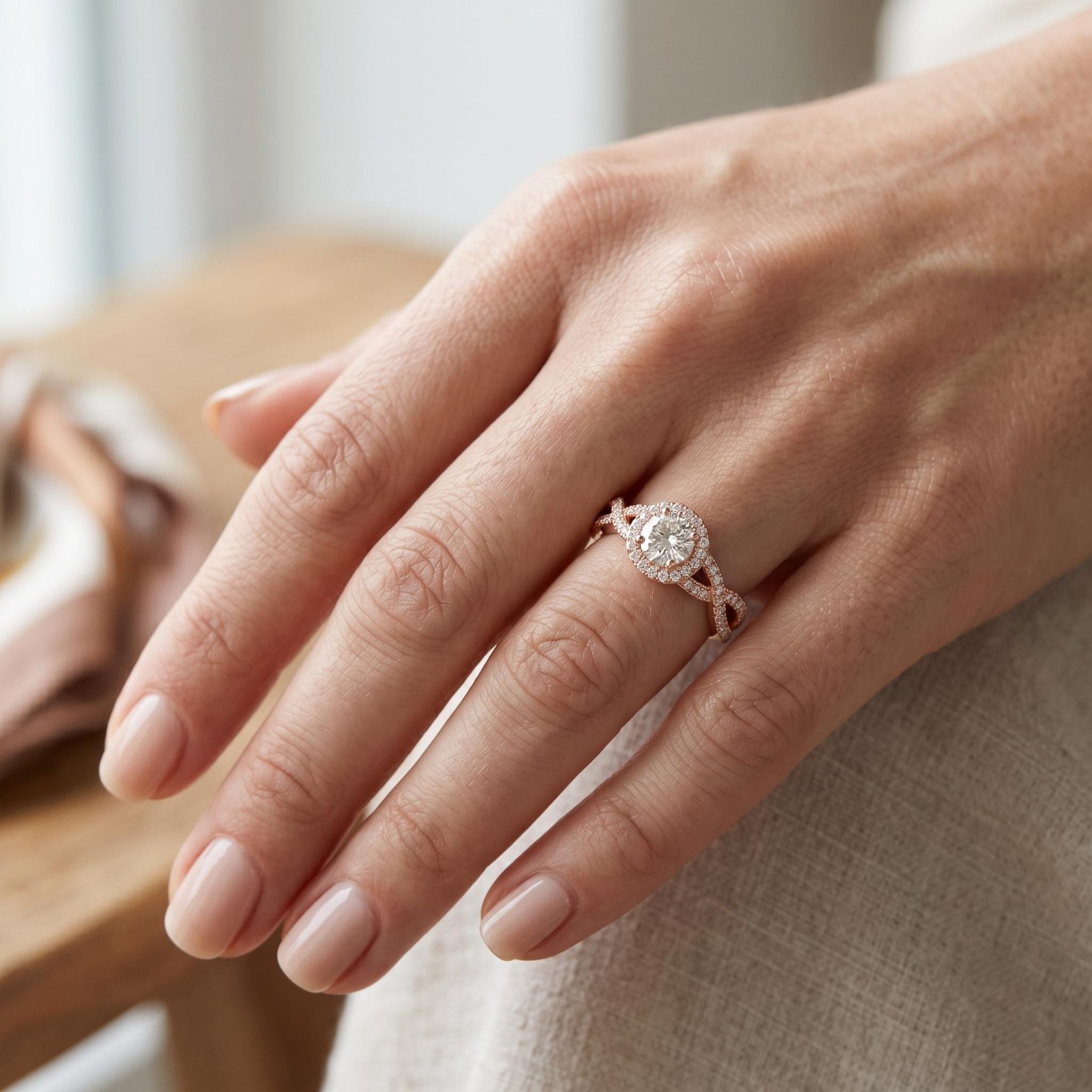 Sparkling Moissanite Halo Engagement Ring, 925 Sterling Silver, Vintage Bridal Design