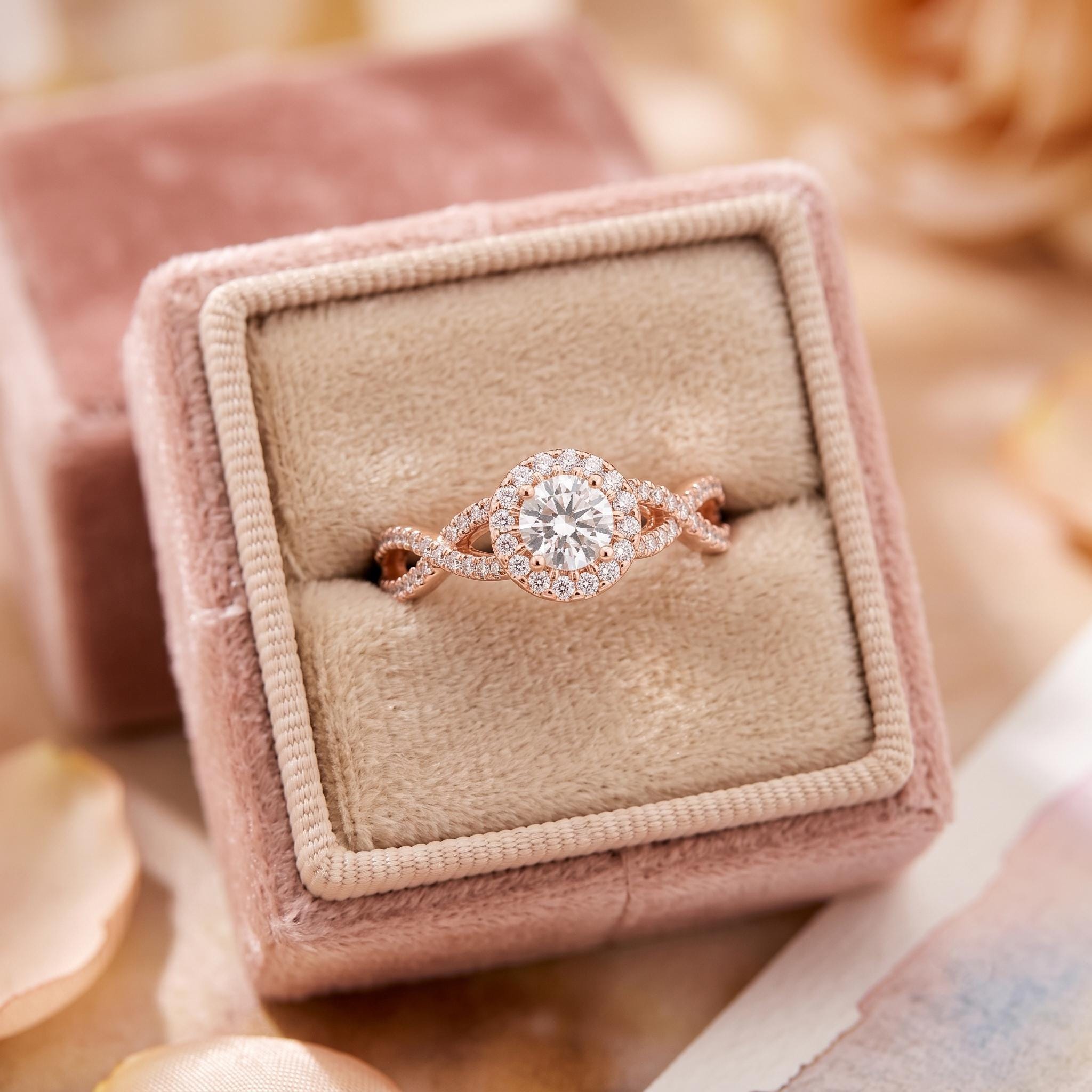 Sparkling Moissanite Halo Engagement Ring, 925 Sterling Silver, Vintage Bridal Design