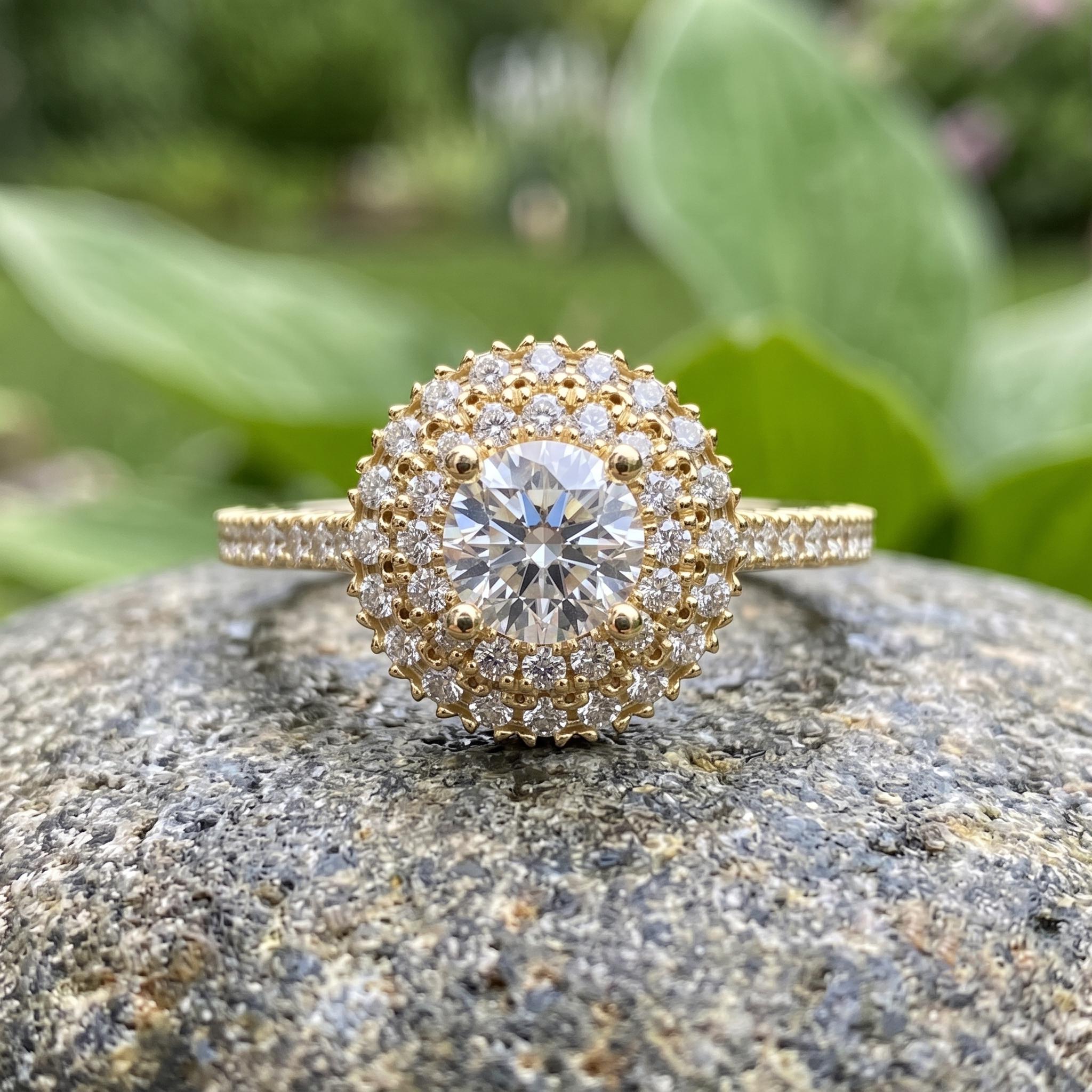 Sterling Silver Moissanite Halo Engagement Ring, Round Cut Sparkling Wedding Promise Gift
