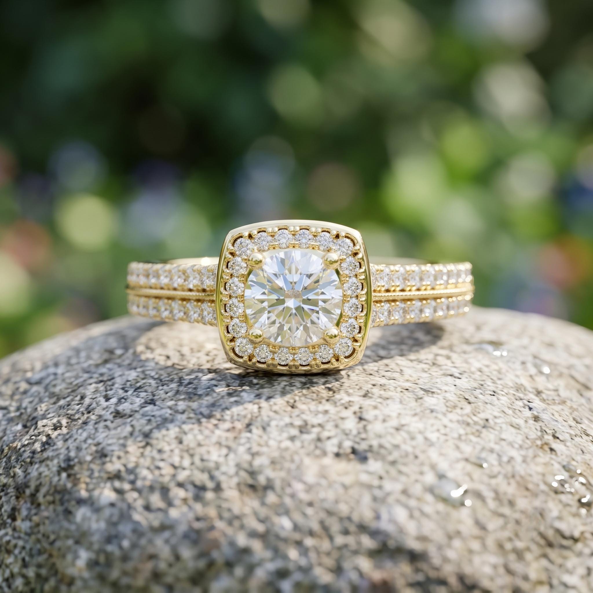Sterling Silver Moissanite Engagement Ring, Sparkling Bridal Jewelry (3.00ct)