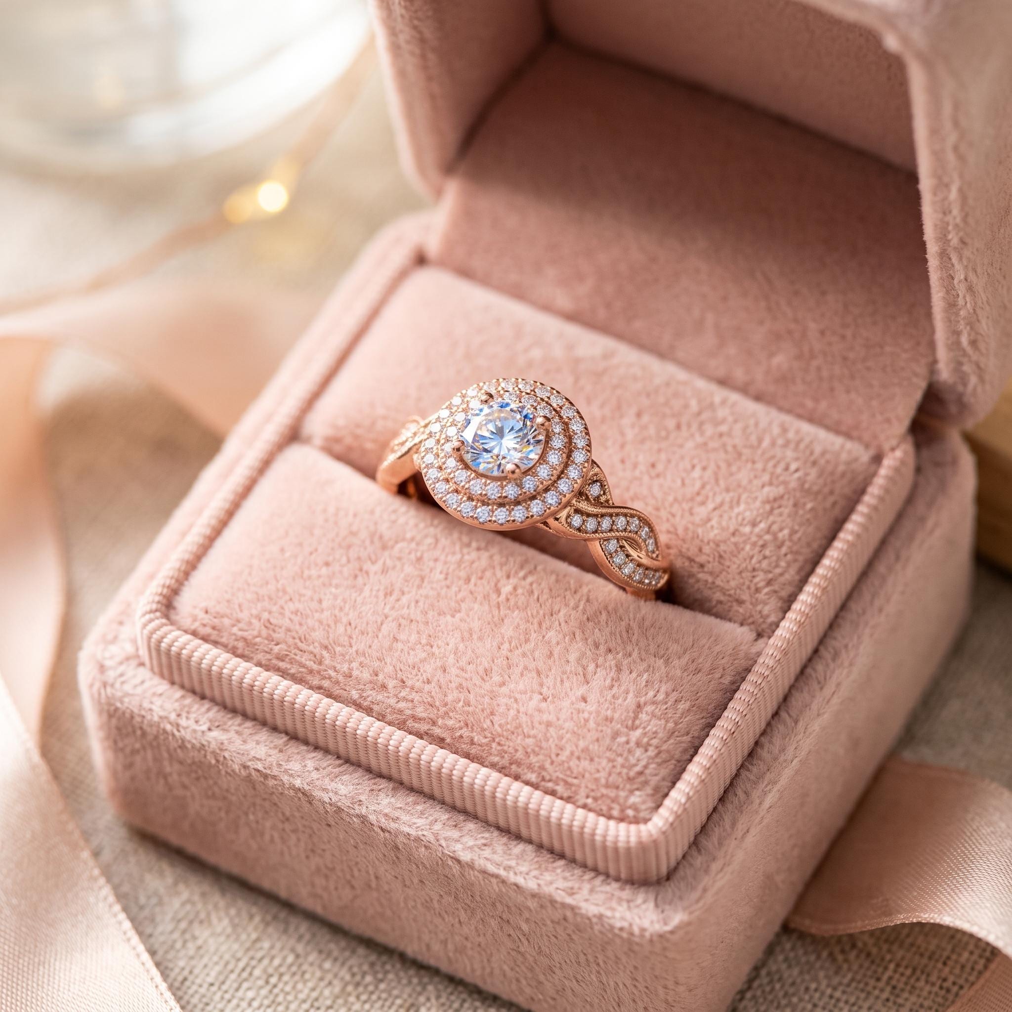 Sterling Silver Moissanite Halo Engagement Ring, Vintage Floral Design