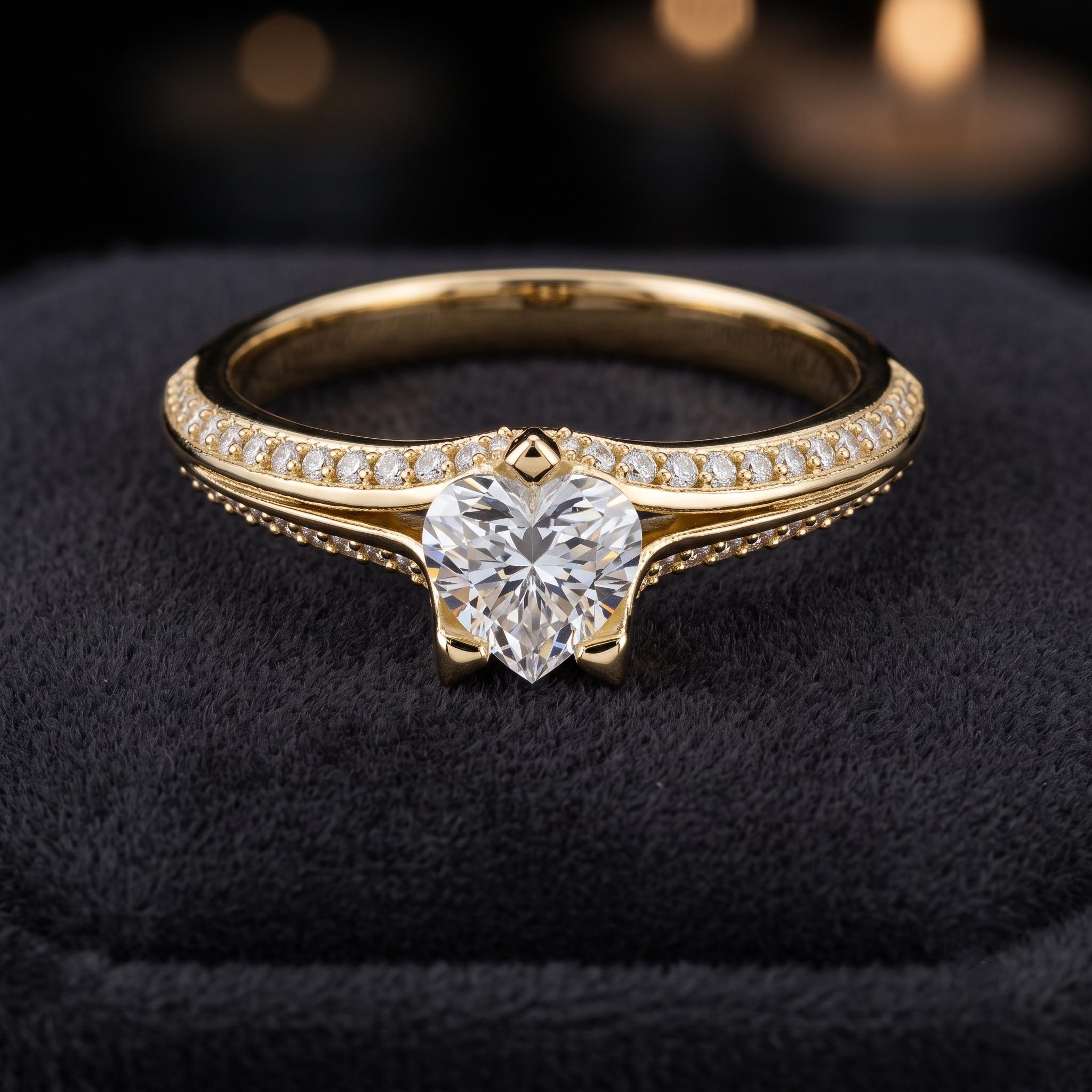 Heart Cut Moissanite Engagement Ring, 925 Sterling Silver, Radiant Cut, Vintage Style