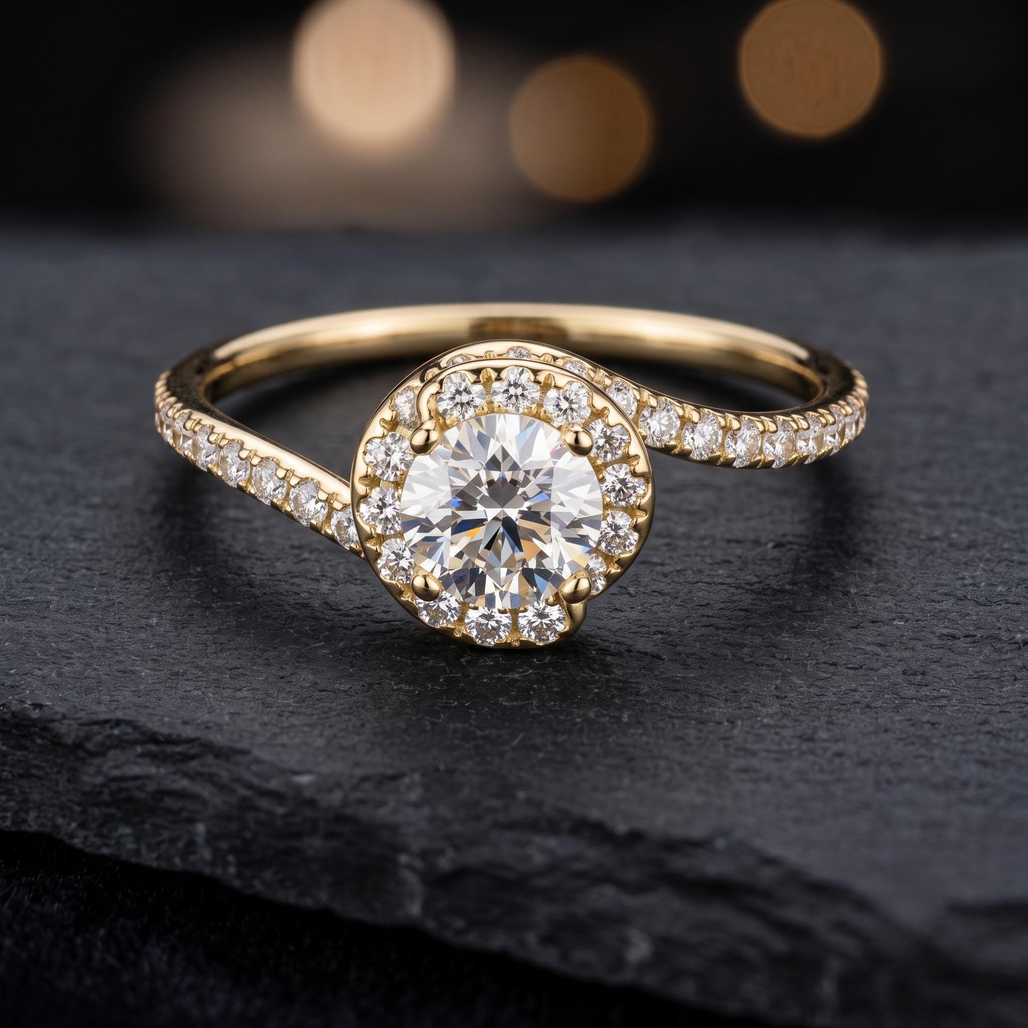 Vintage Swirl Moissanite Halo Ring, 925 Sterling Silver, Bridal Promise Jewelry