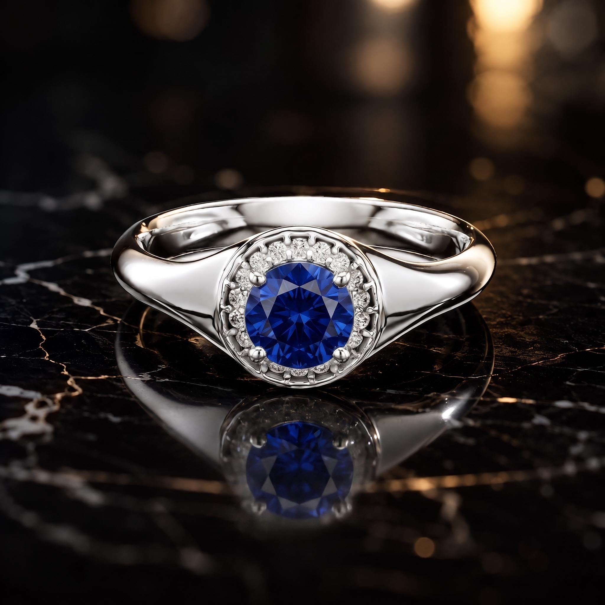 Vintage Swirl Blue Sapphire Moissanite Halo Ring, 925 Sterling Silver, Bridal Shower Jewelry
