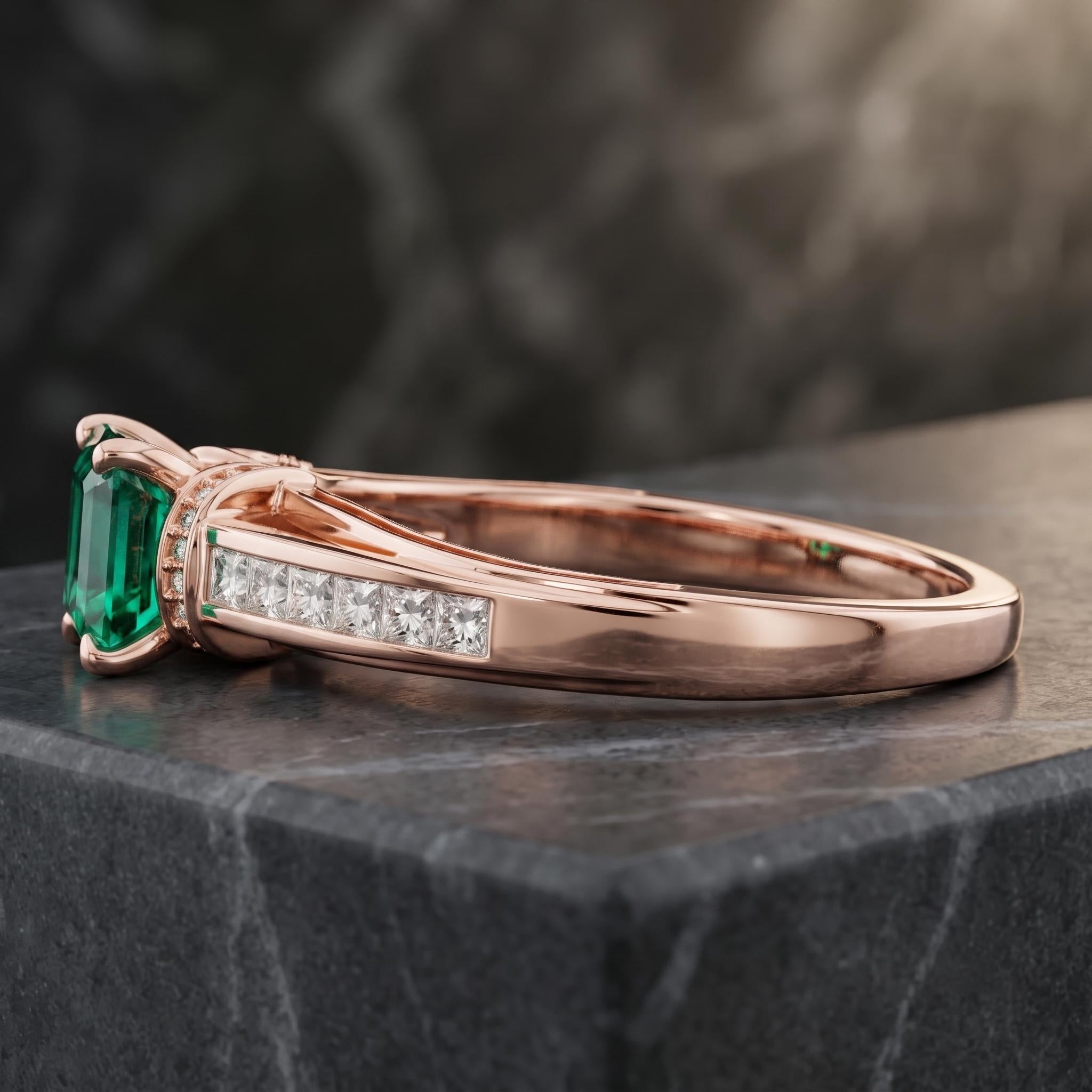 Green Lab Created Princess Cut Sterling Silver Moissanite Cocktail Statement Ring