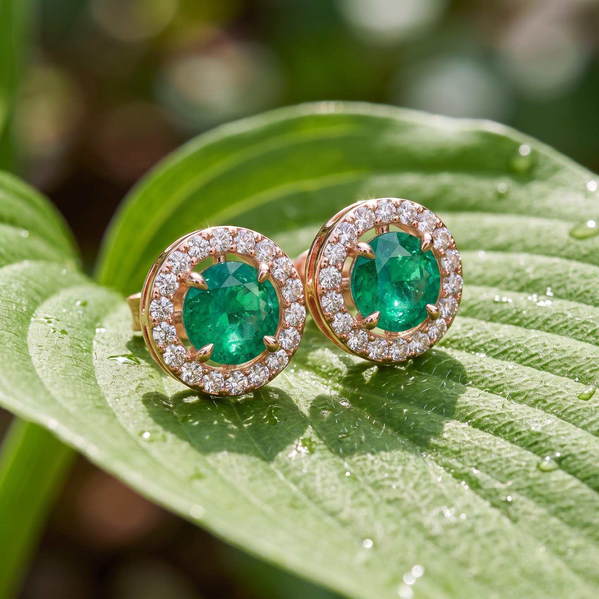 Sterling Silver Halo Stud Earrings, Rose Gold Plated Moissanite, Vintage Style Wedding Jewelry