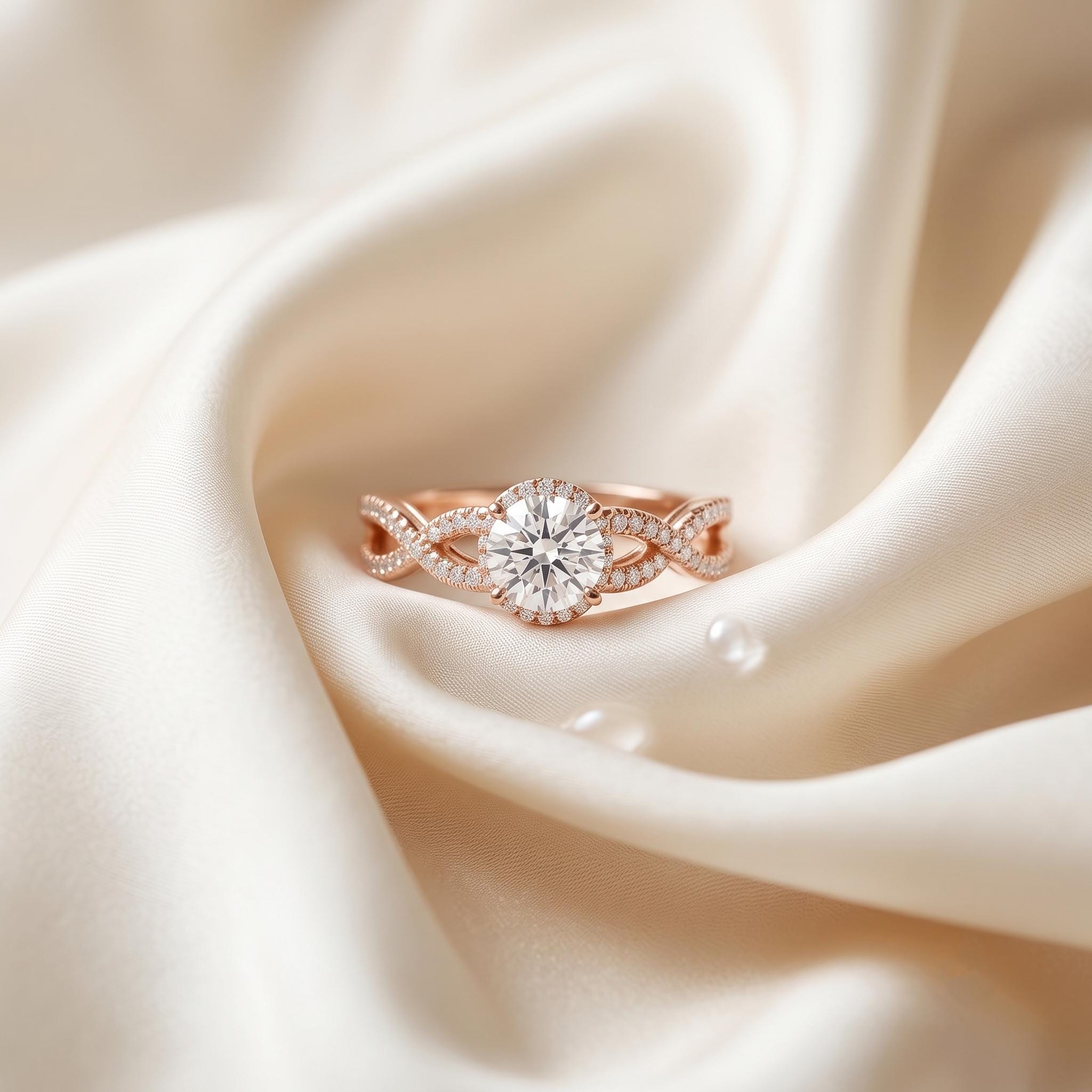 Sterling Silver Moissanite Engagement Ring, Round Brilliant Cut, Romantic Gift