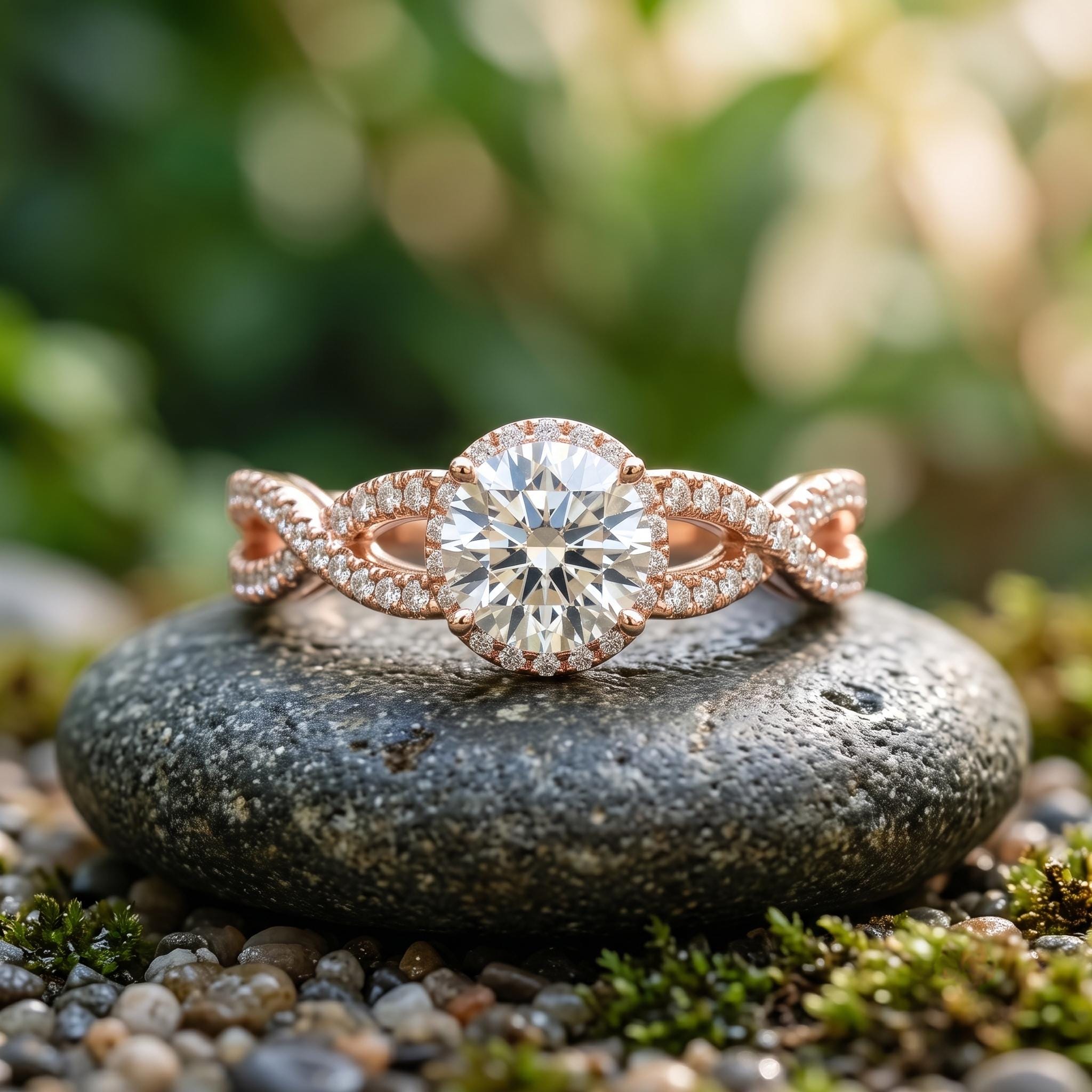 Sterling Silver Moissanite Engagement Ring, Round Brilliant Cut, Romantic Gift