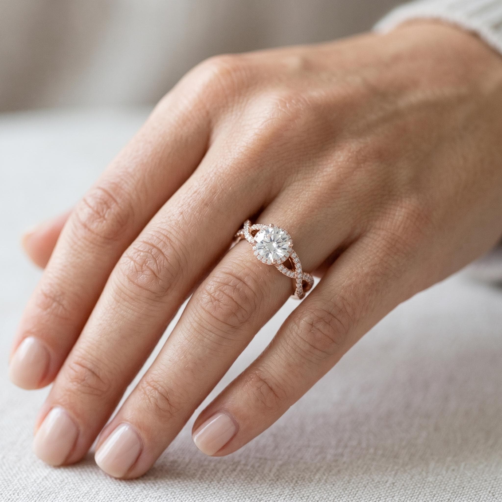 Sterling Silver Moissanite Engagement Ring, Round Brilliant Cut, Romantic Gift