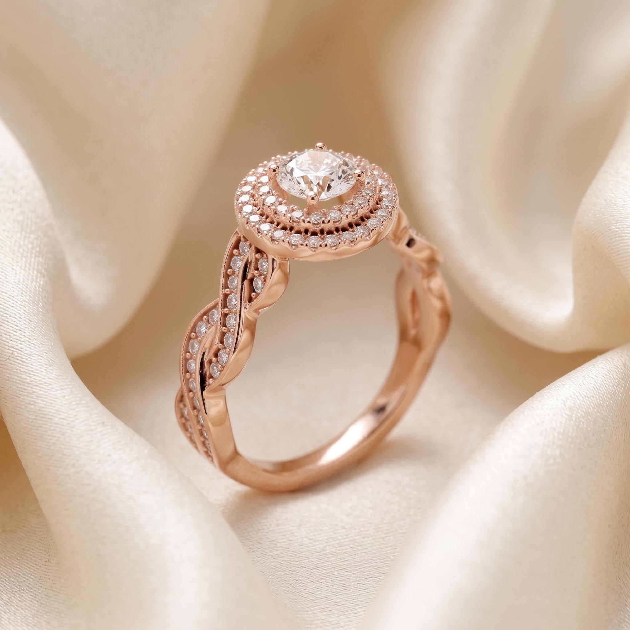 Sterling Silver Moissanite Halo Engagement Ring, Vintage Floral Design