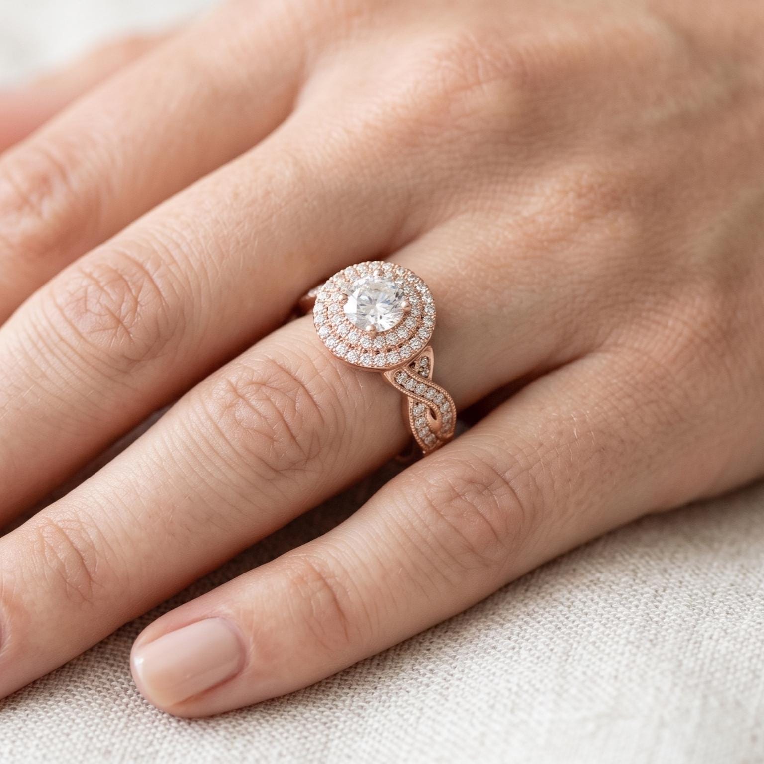 Sterling Silver Moissanite Halo Engagement Ring, Vintage Floral Design