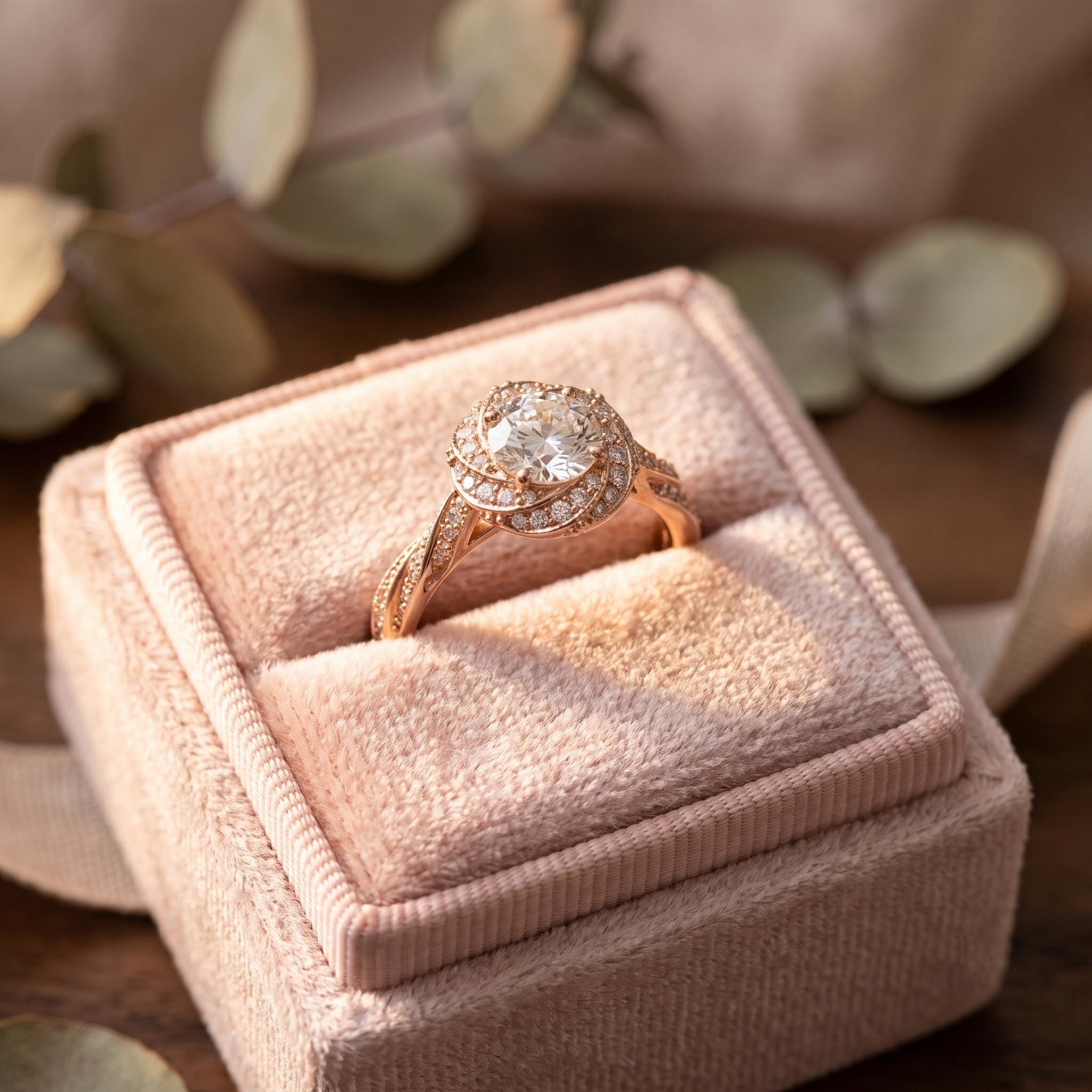 Sterling Silver Moissanite Halo Engagement Ring, Round Cut, Pave Wedding Jewelry