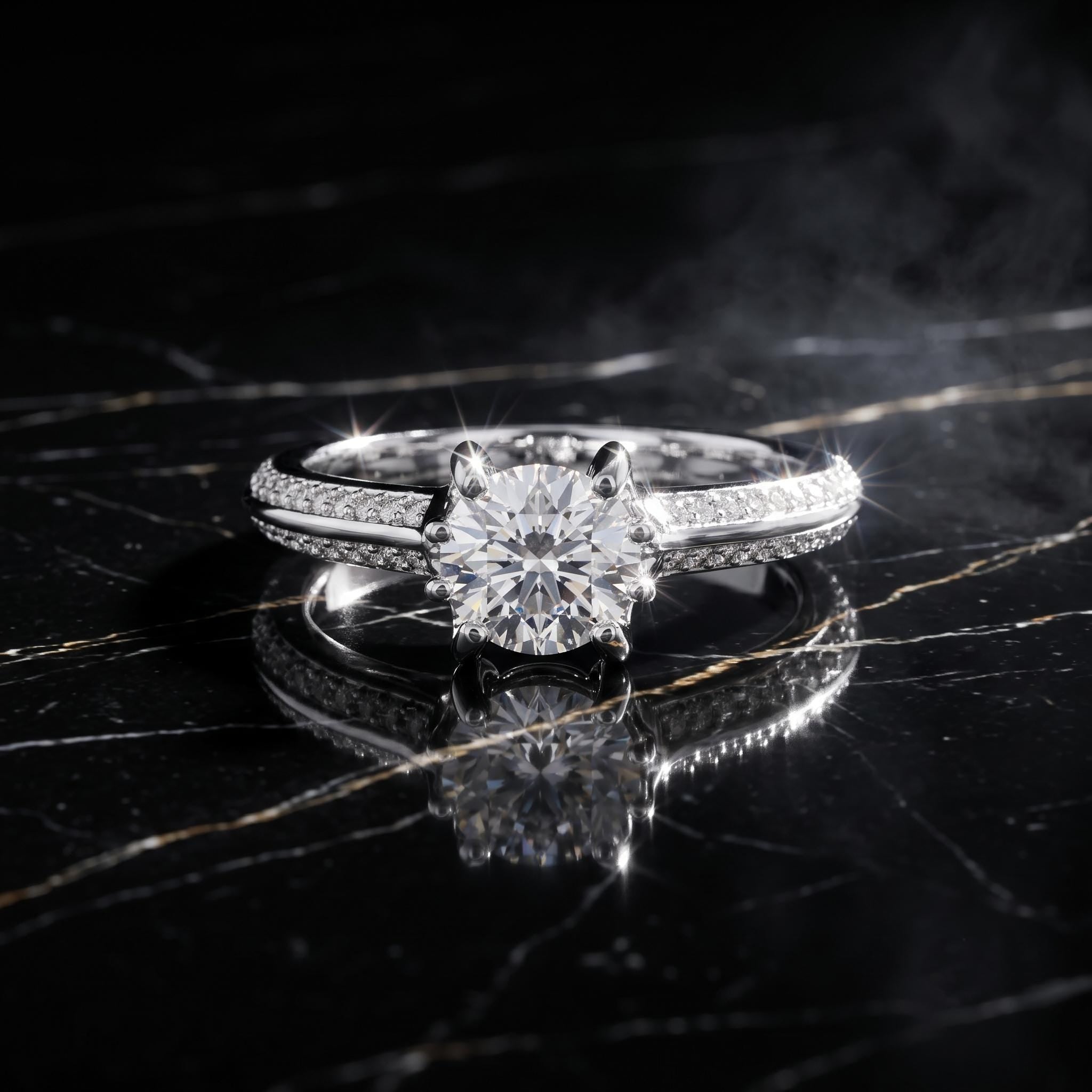 Vintage Round Moissanite Ring, 925 Sterling Silver, Rose Gold Accent, Brilliant Cut (Free Gift)