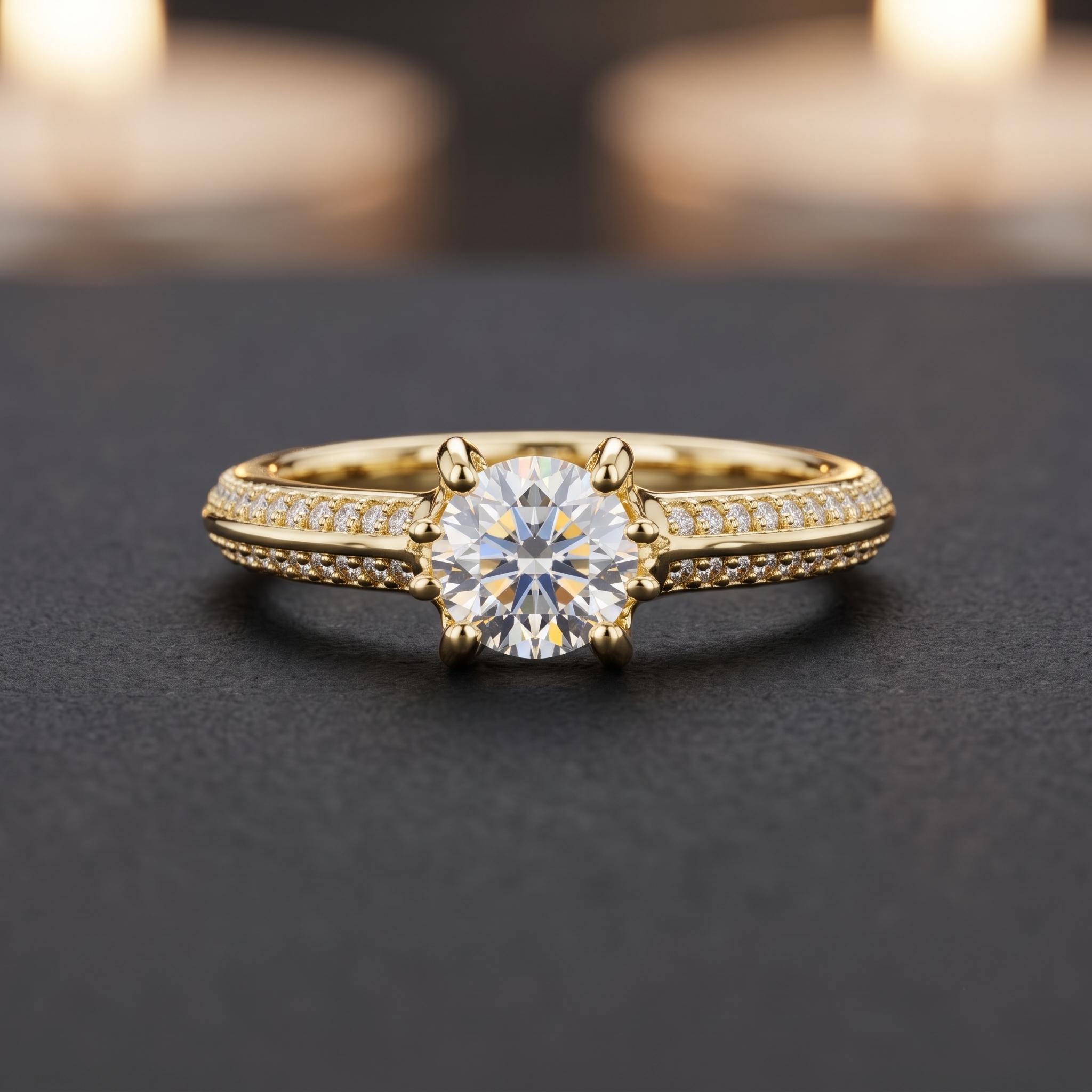 Vintage Round Moissanite Ring, 925 Sterling Silver, Rose Gold Accent, Brilliant Cut (Free Gift)
