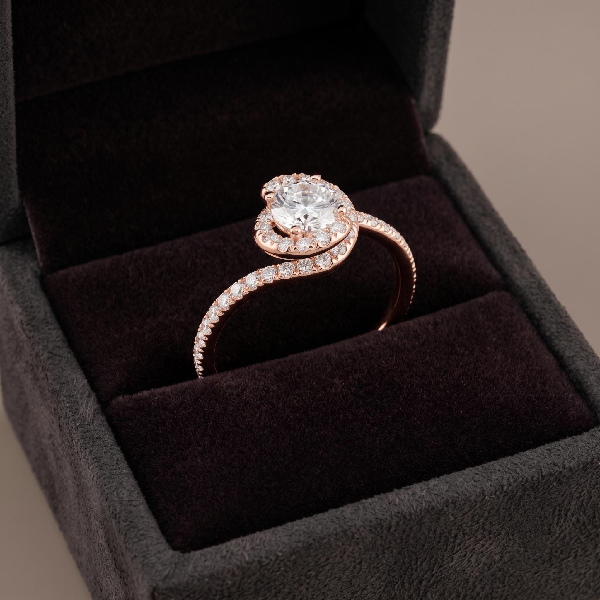 Vintage Swirl Moissanite Halo Ring, 925 Sterling Silver, Bridal Promise Jewelry