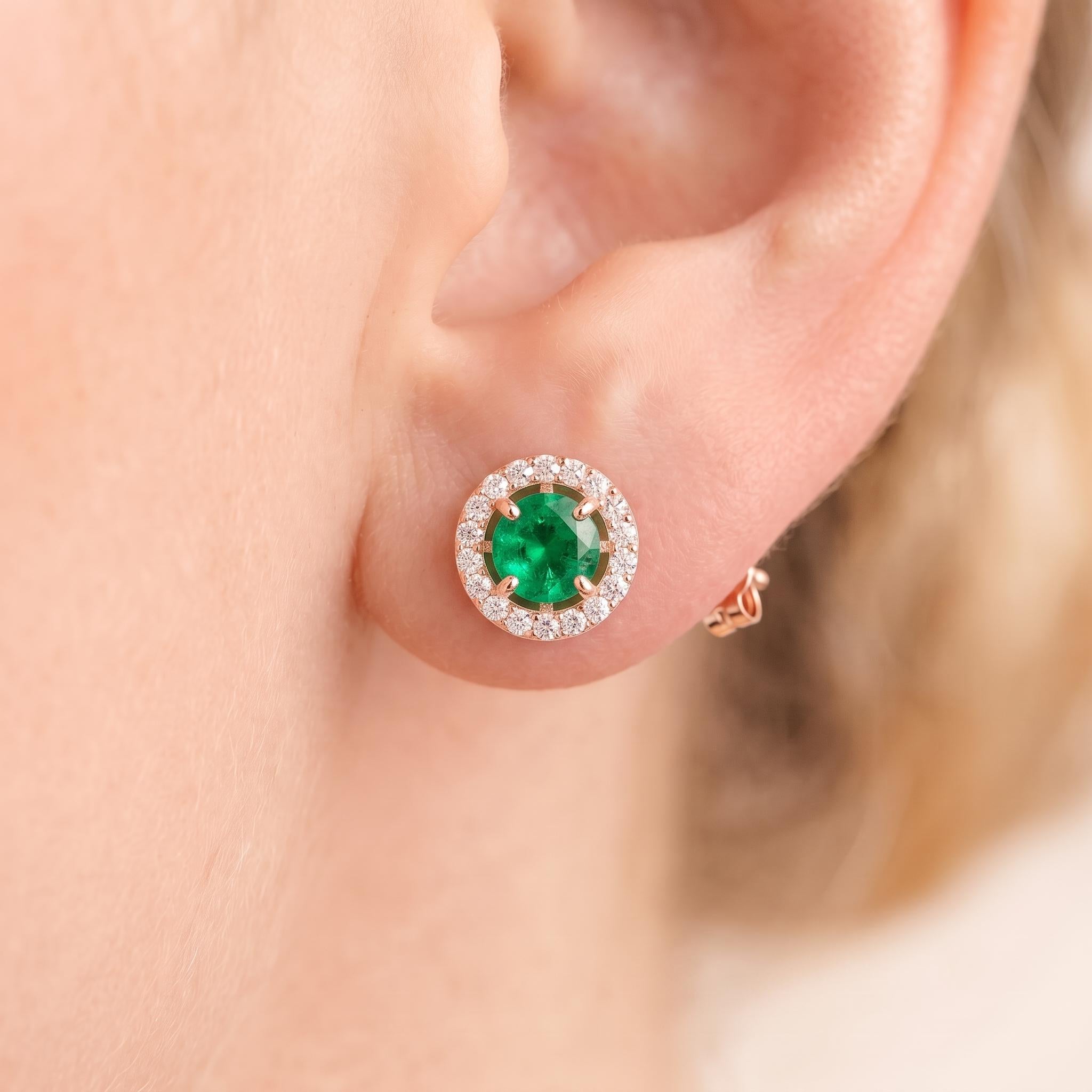 Sterling Silver Halo Stud Earrings, Rose Gold Plated Moissanite, Vintage Style Wedding Jewelry
