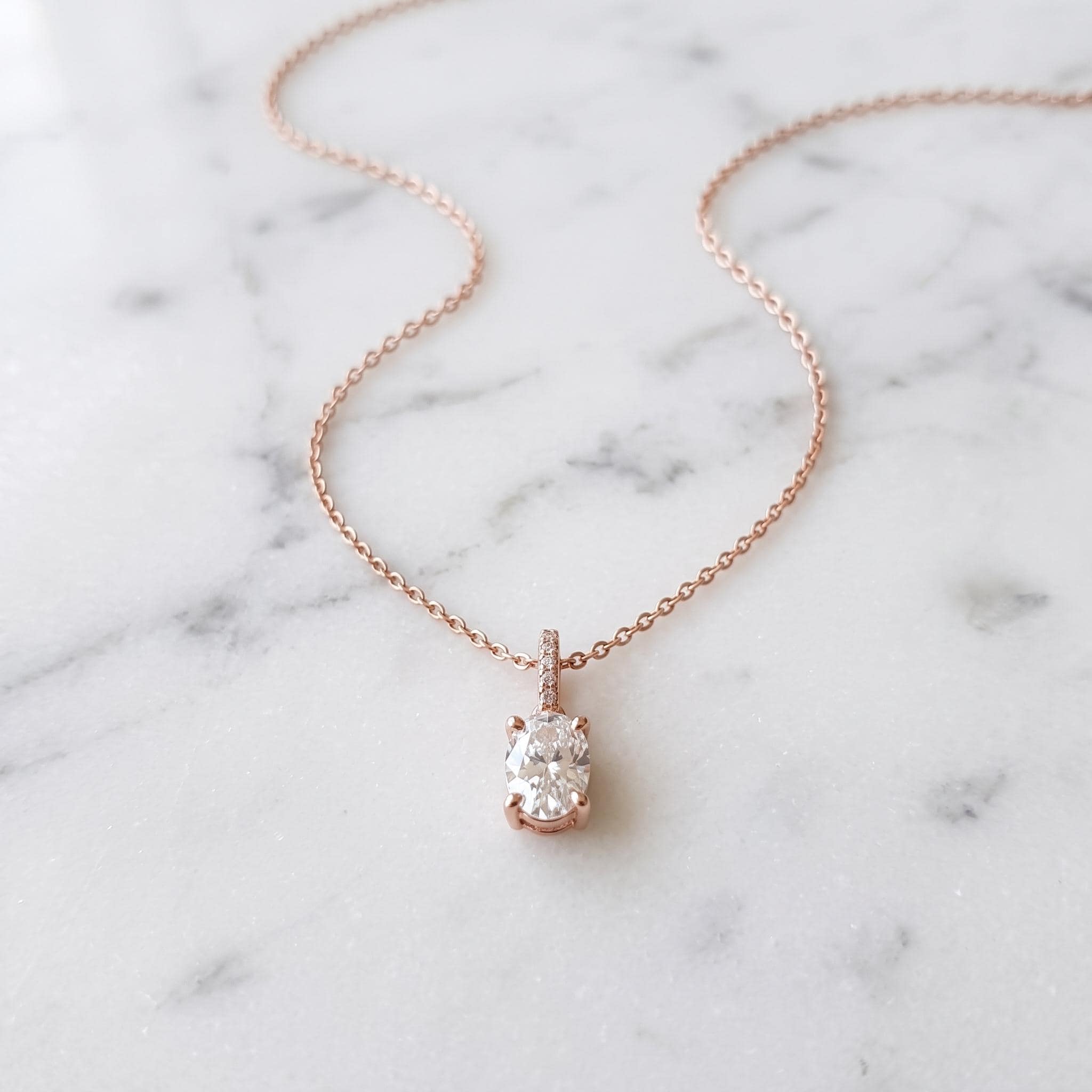 Oval Moissanite Pendant, 925 Sterling Silver, Sparkling Elegant Bridal Necklace, Everyday Minimalist Fine Jewelry