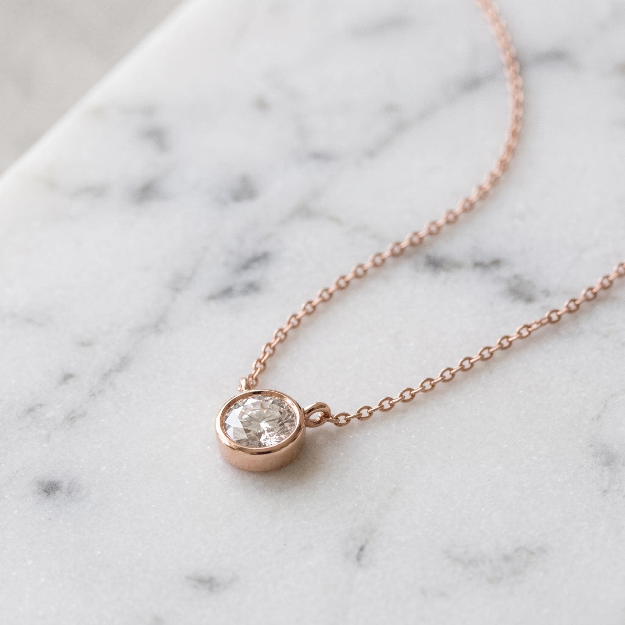 Sterling Silver Moissanite Pendant Necklace, Minimalist Bezel Slide, Layering Chain