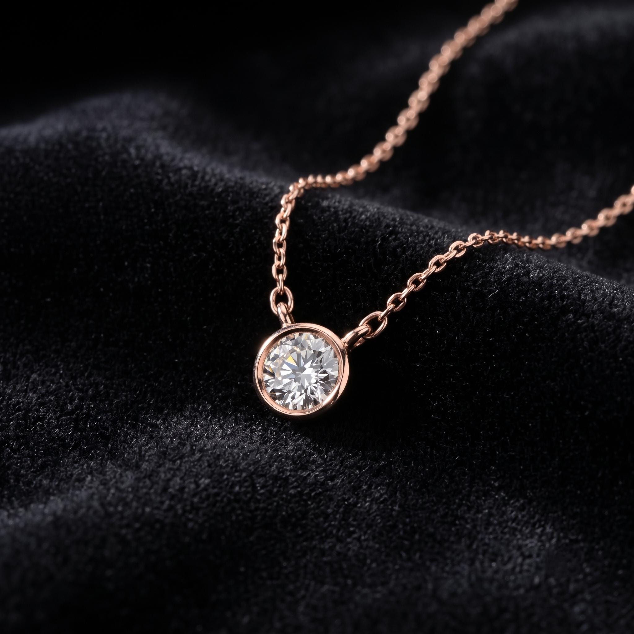 Sterling Silver Moissanite Pendant Necklace, Minimalist Bezel Slide, Layering Chain