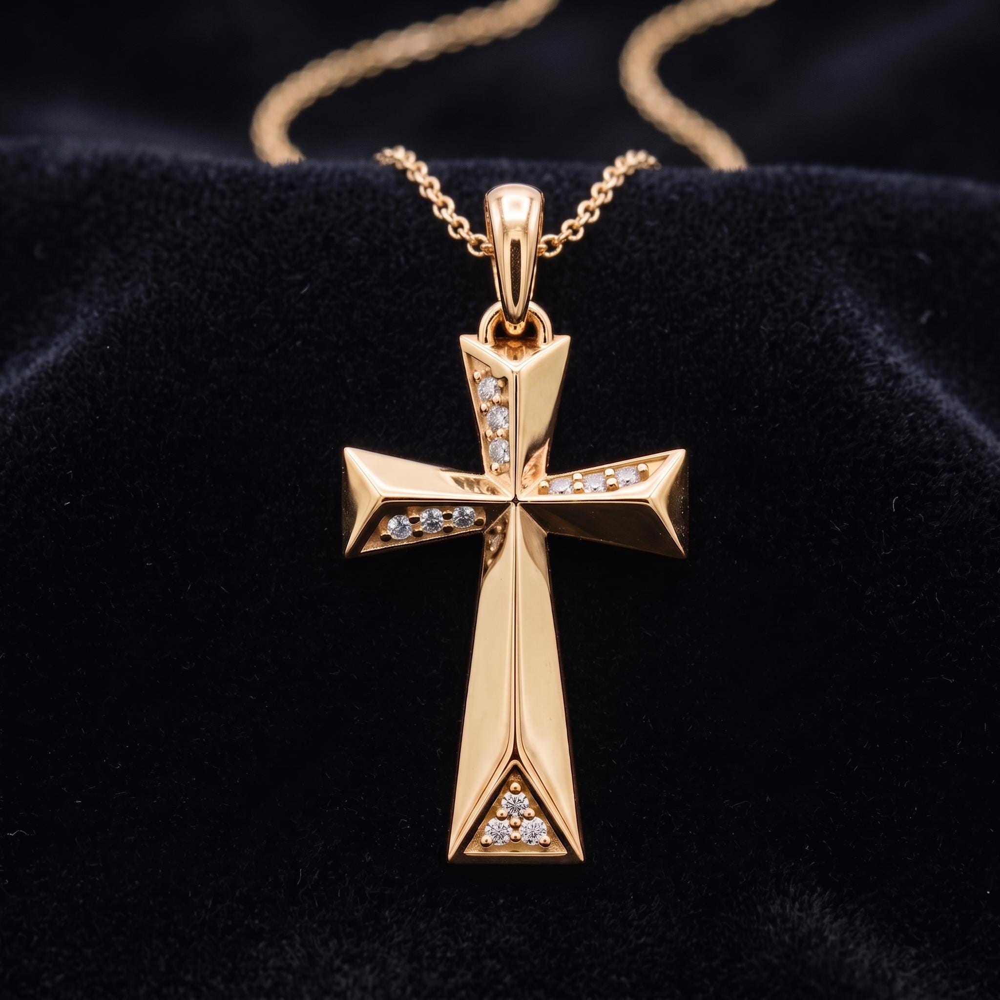 925 Sterling Silver Rose Gold Maltese Cross Pendant with Moissanite (18" Chain)