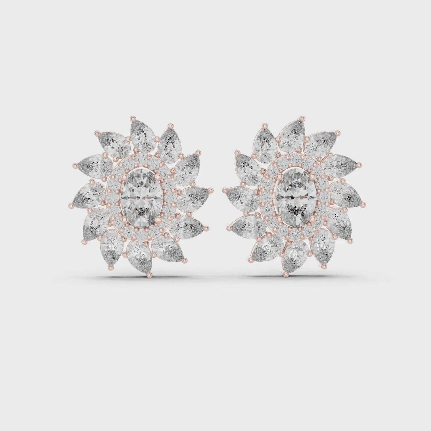 Sunflower Moissanite Earrings, Sterling Silver Starburst Art Deco Statement Bridal Jewelry
