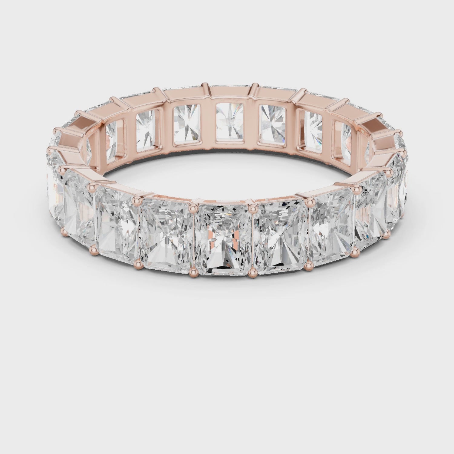 Radiant Cut Moissanite Eternity Band, 925 Sterling Silver Men's Ring
