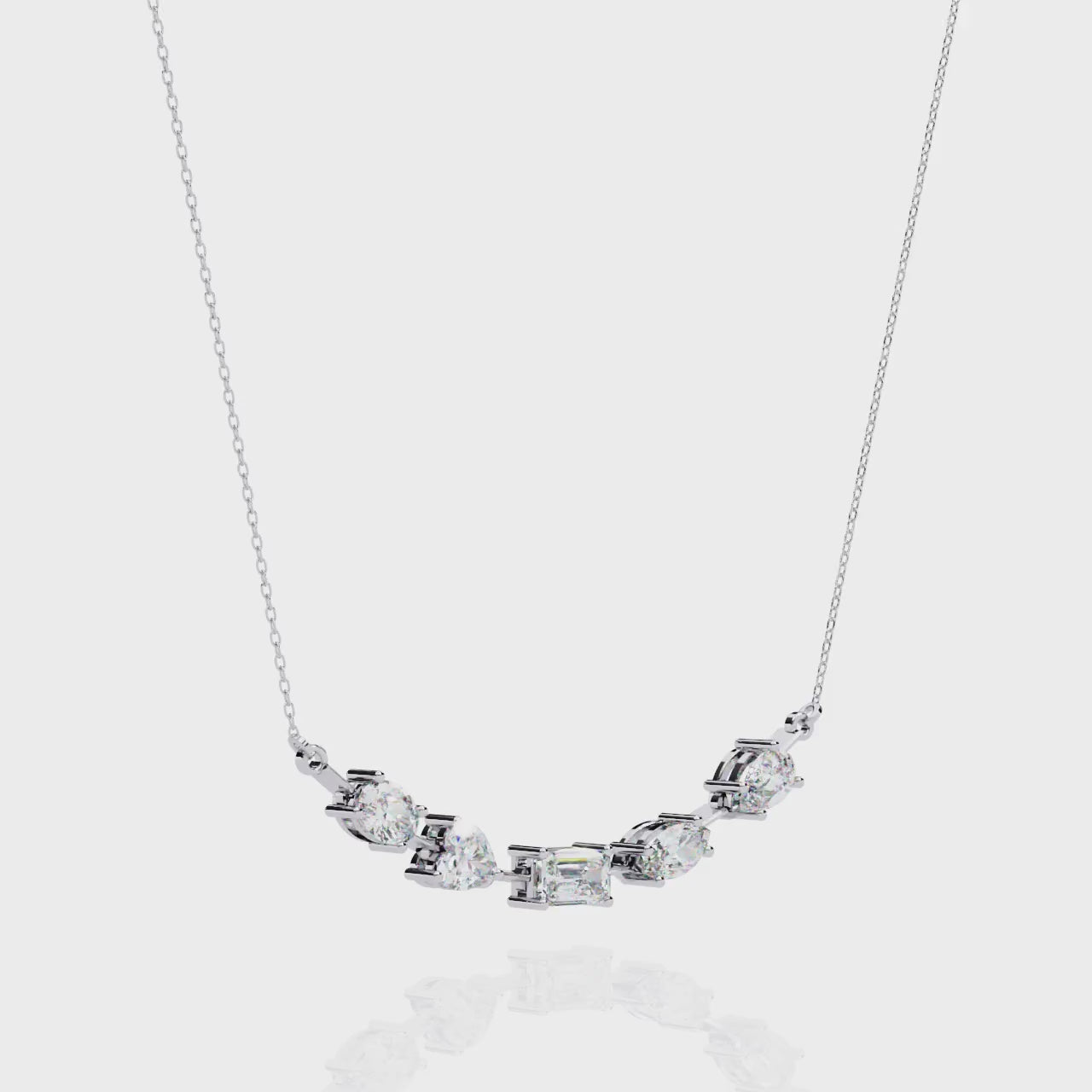 Moissanite Cluster Necklace, Sterling Silver Bar Pendant