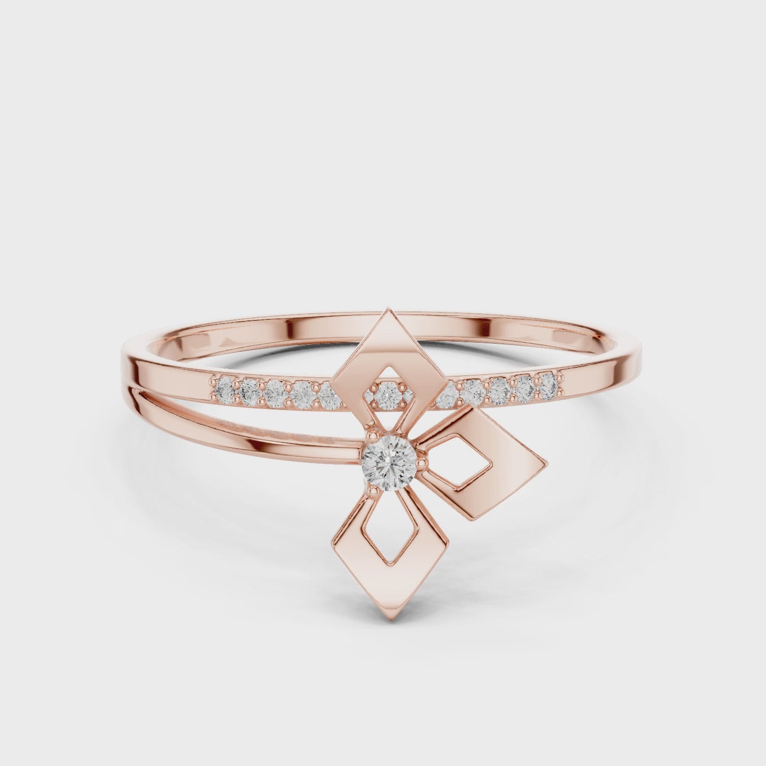 Delicate Moissanite Ring – 925 Sterling Silver Abstract Swirl Band