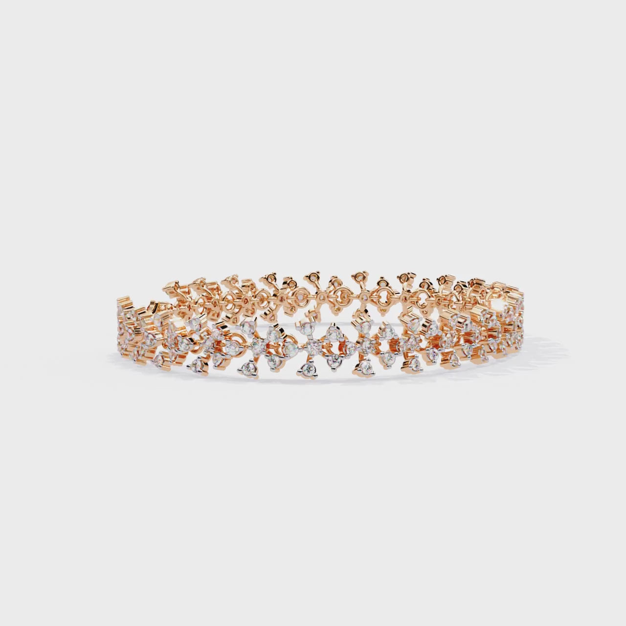 Handmade Moissanite Flower Bracelet, 925 Sterling Silver Sparkly Bridal Jewelry