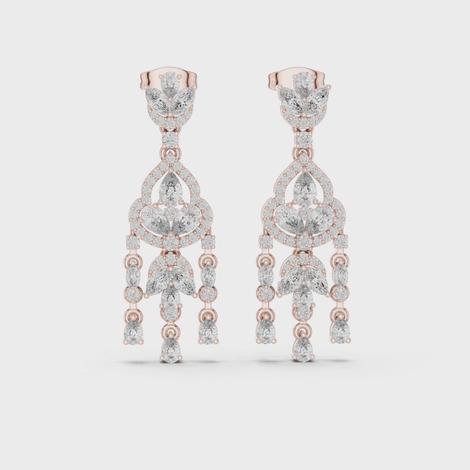 Chandelier Moissanite Earrings, Sterling Silver Dangle, Marquise Pear Cut Bridal Statement