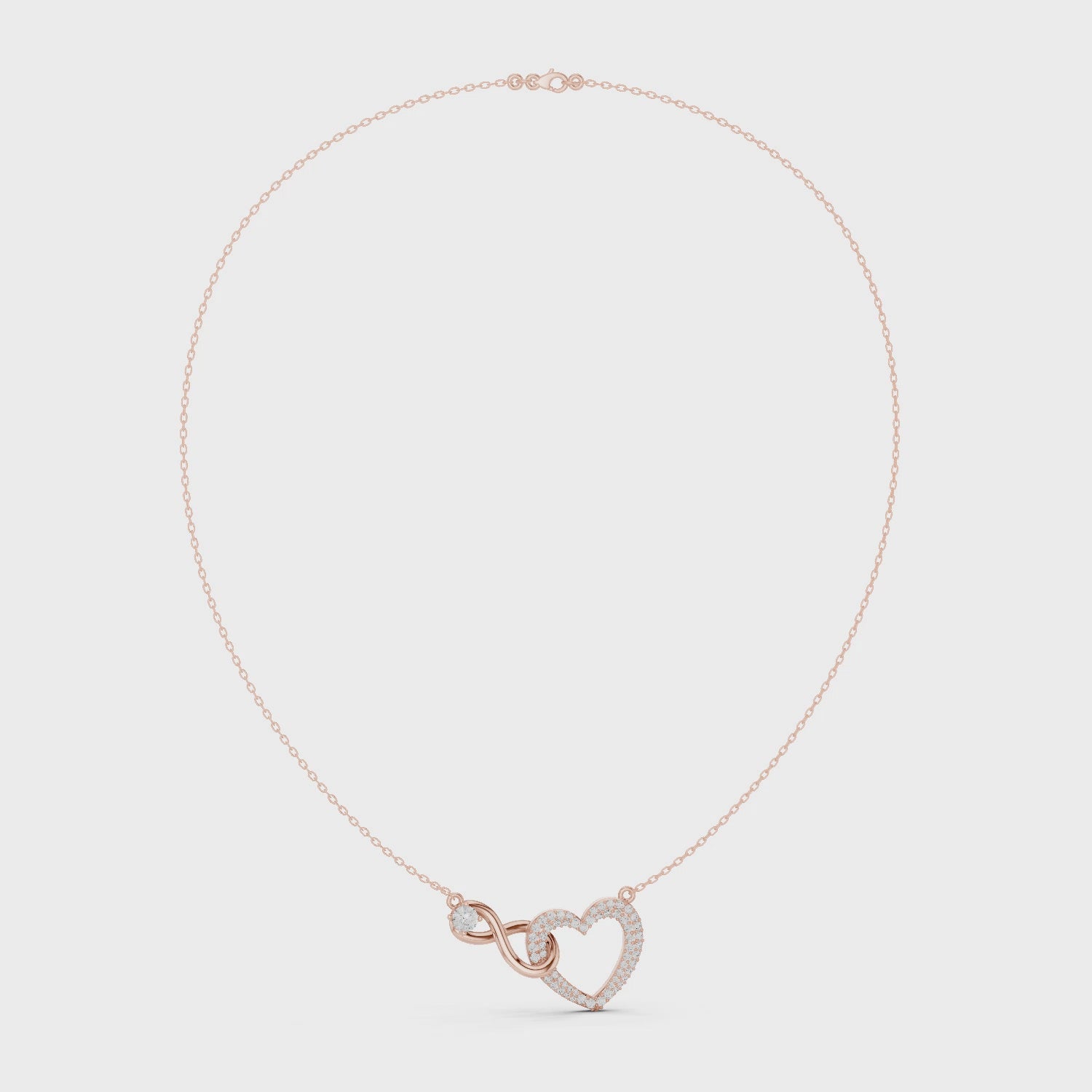 Infinity Heart Moissanite Pendant Necklace, Sterling Silver, Anniversary Gift, Elegant Pendant